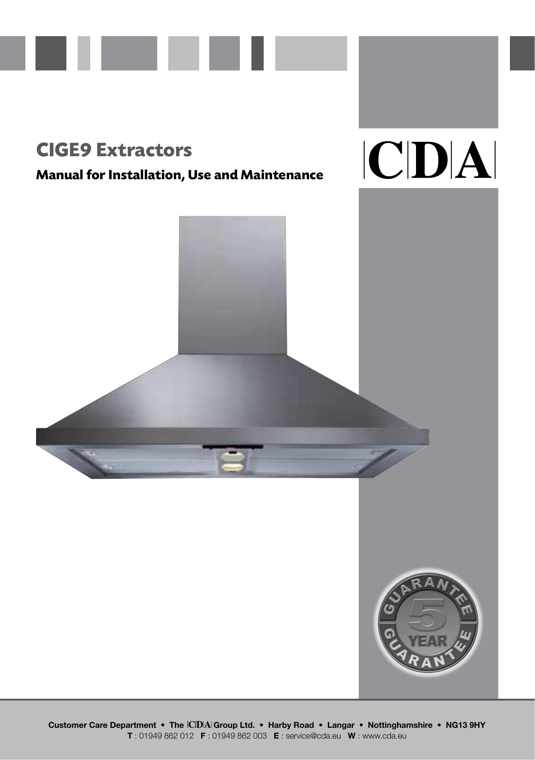 CDA CIGE9 Ventilation Hood User Manual