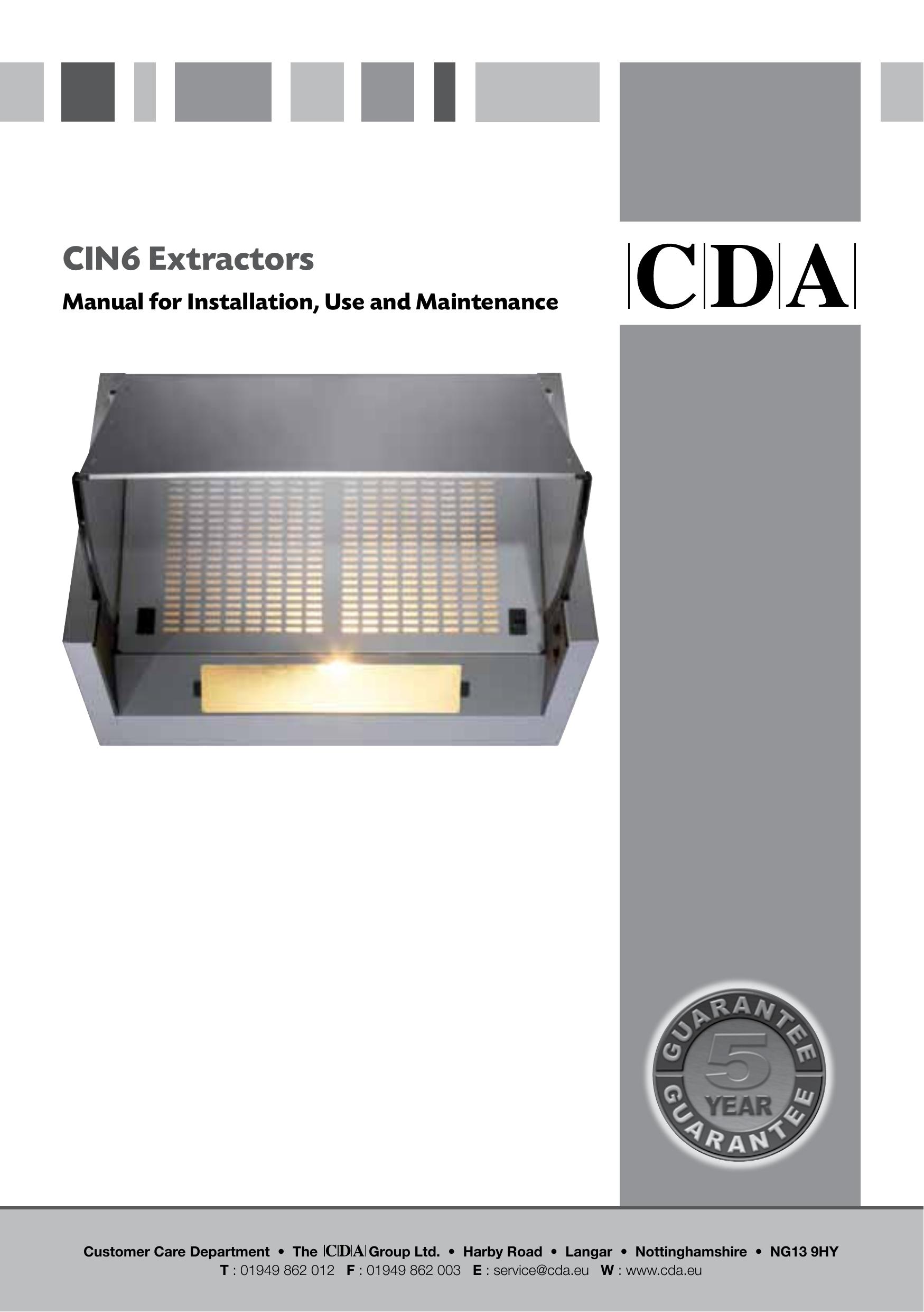 CDA CIN6 Ventilation Hood User Manual