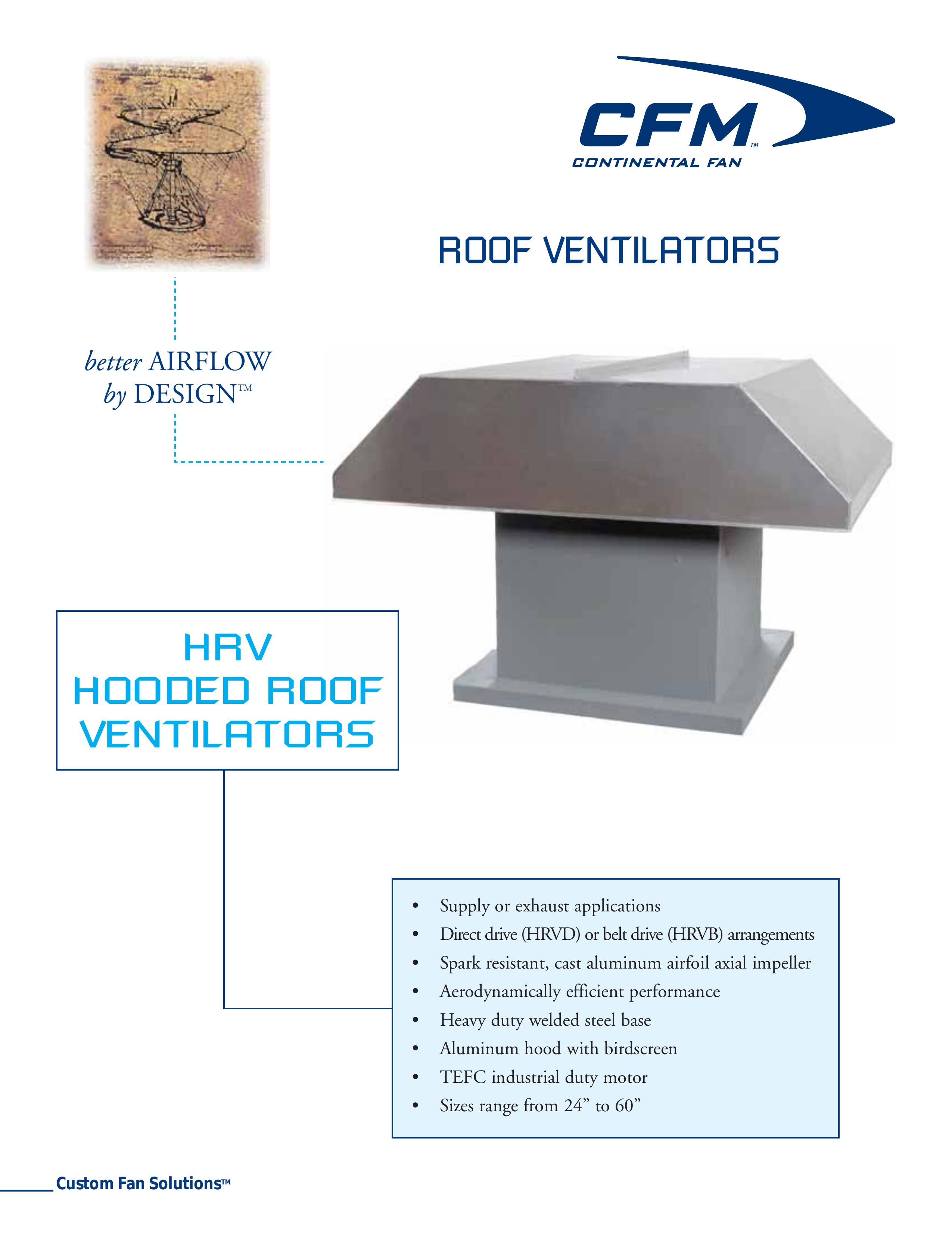 CFM HRV-36 Ventilation Hood User Manual