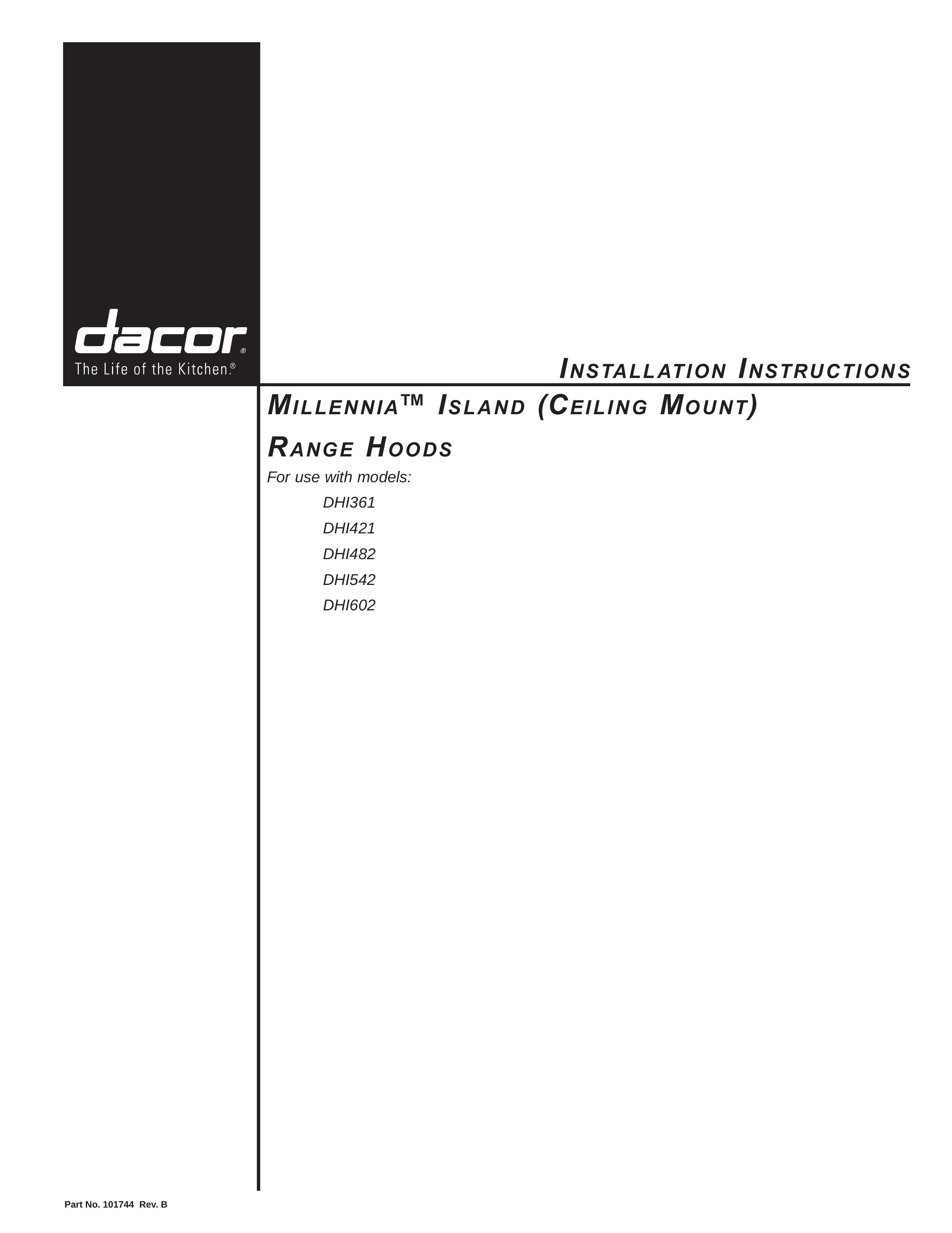 Dacor DHI482 Ventilation Hood User Manual