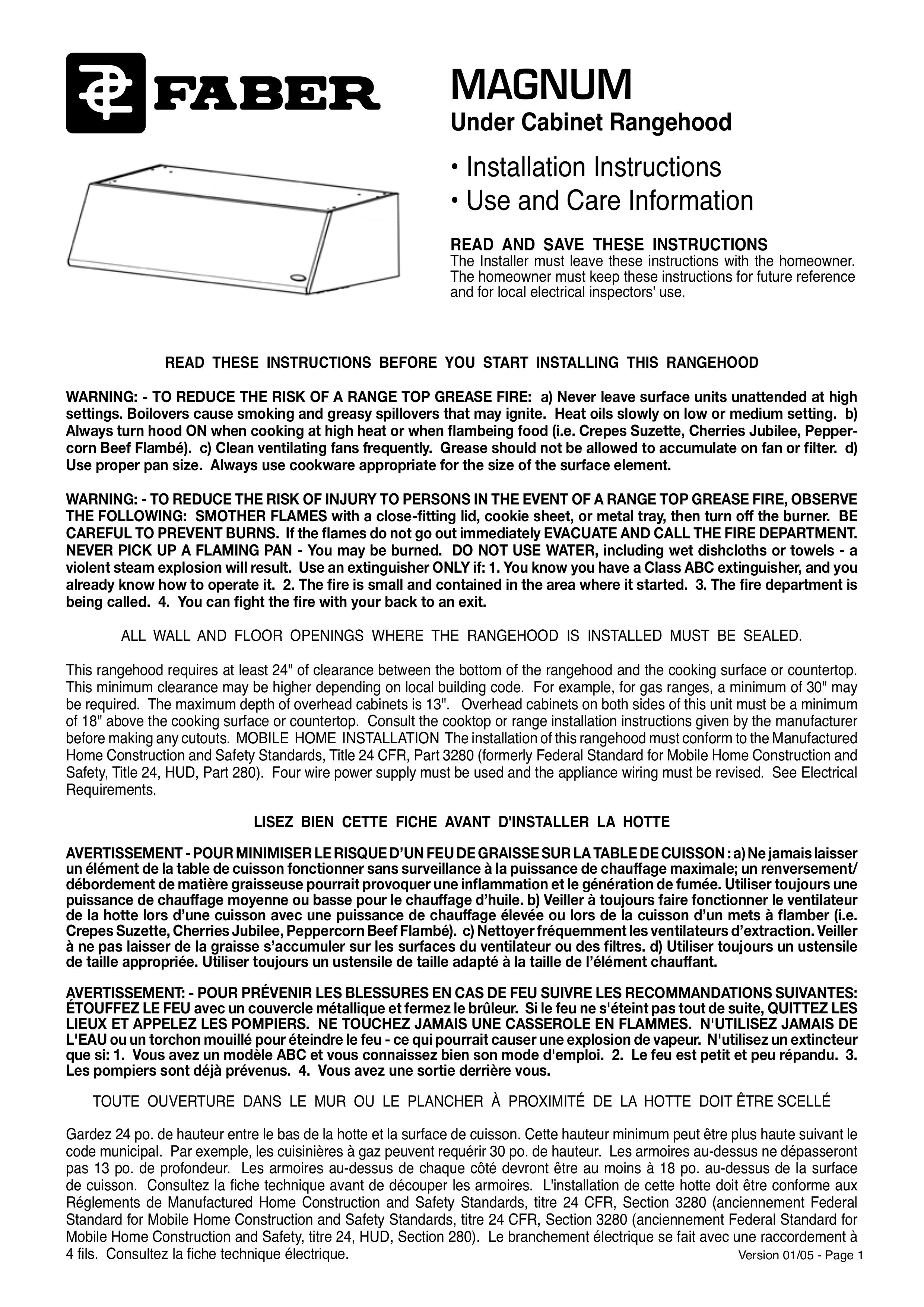 Faber 5x20 5A Ventilation Hood User Manual