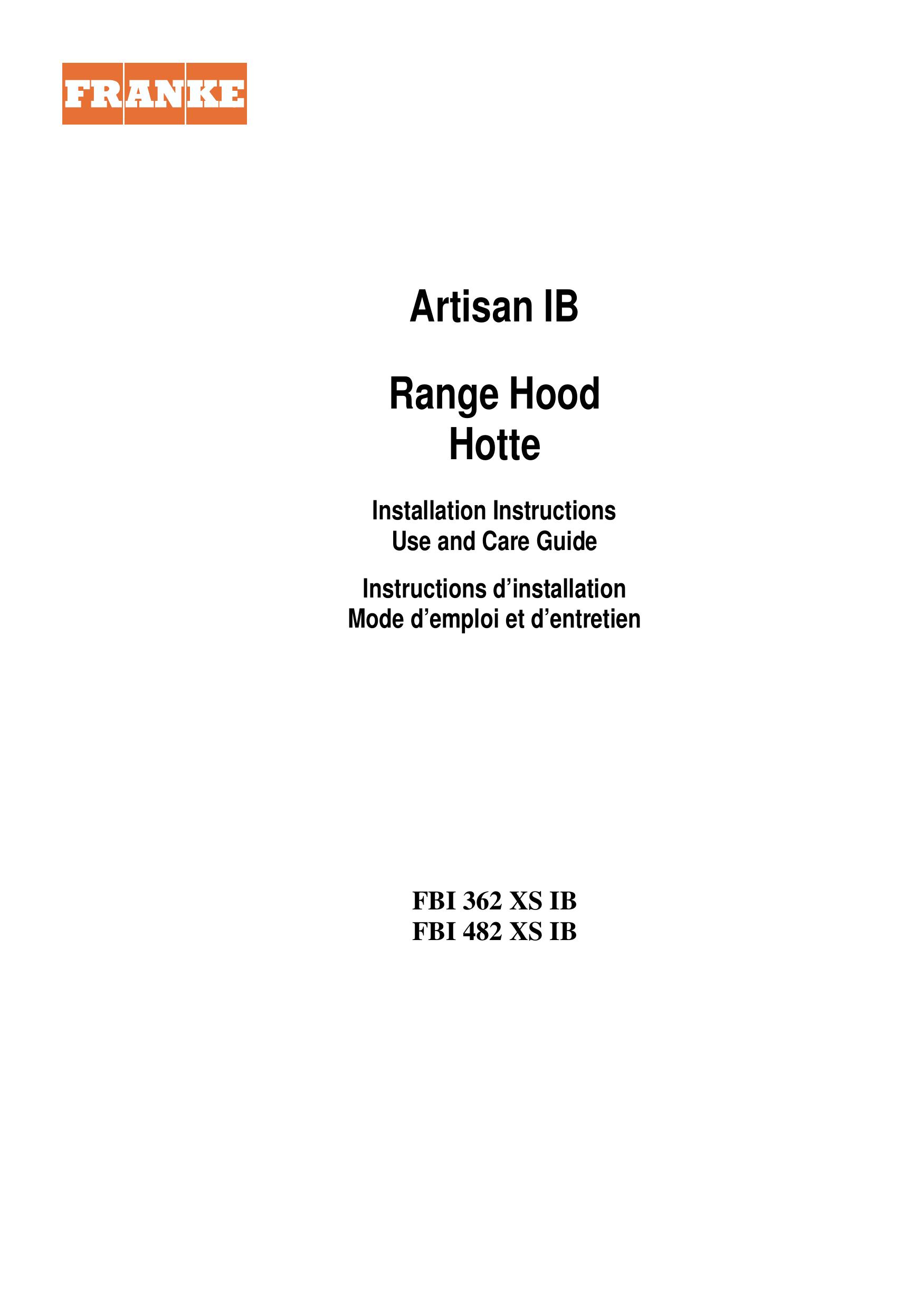 Franke Consumer Products FBI 362 XS IB Ventilation Hood User Manual