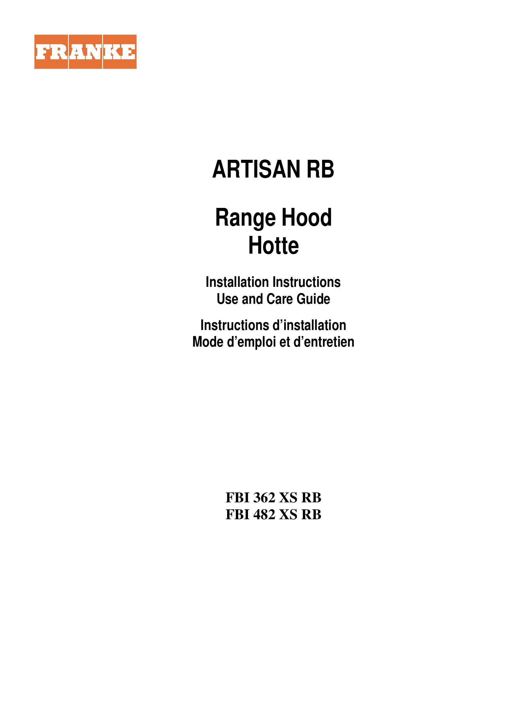 Franke Consumer Products FBI 362 XS RB Ventilation Hood User Manual