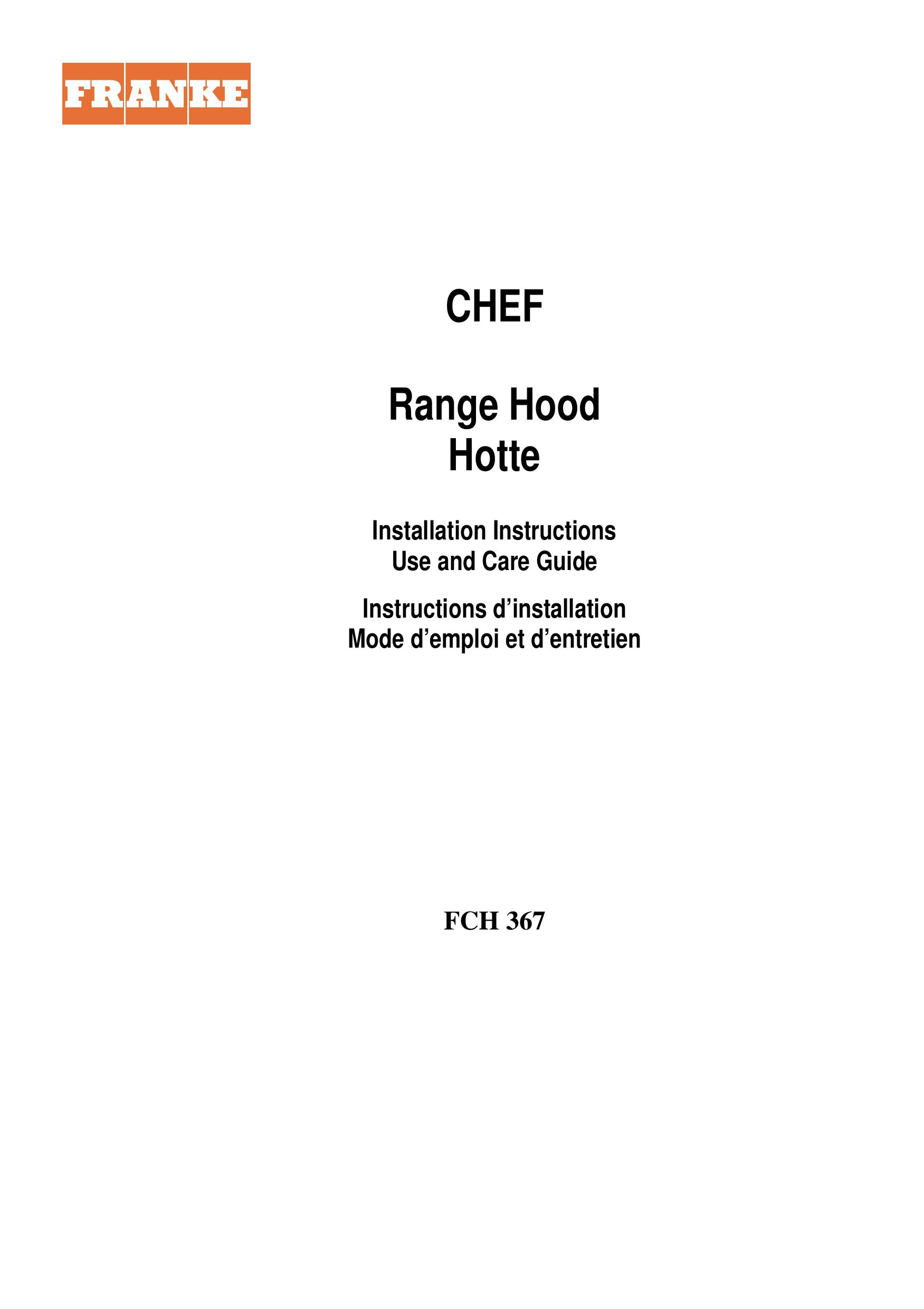 Franke Consumer Products FCH 367 Ventilation Hood User Manual