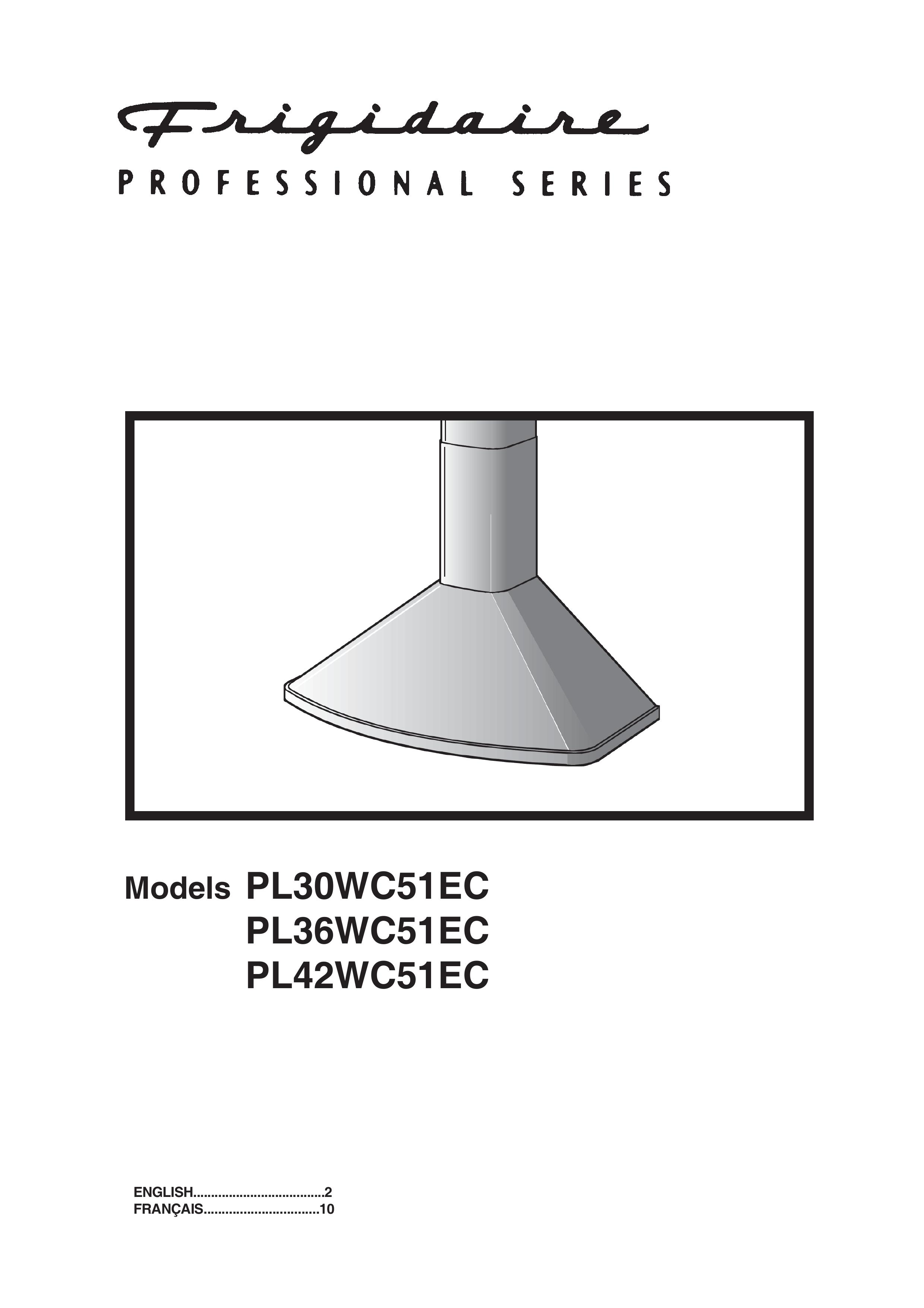 Frigidaire PL30WC51EC Ventilation Hood User Manual