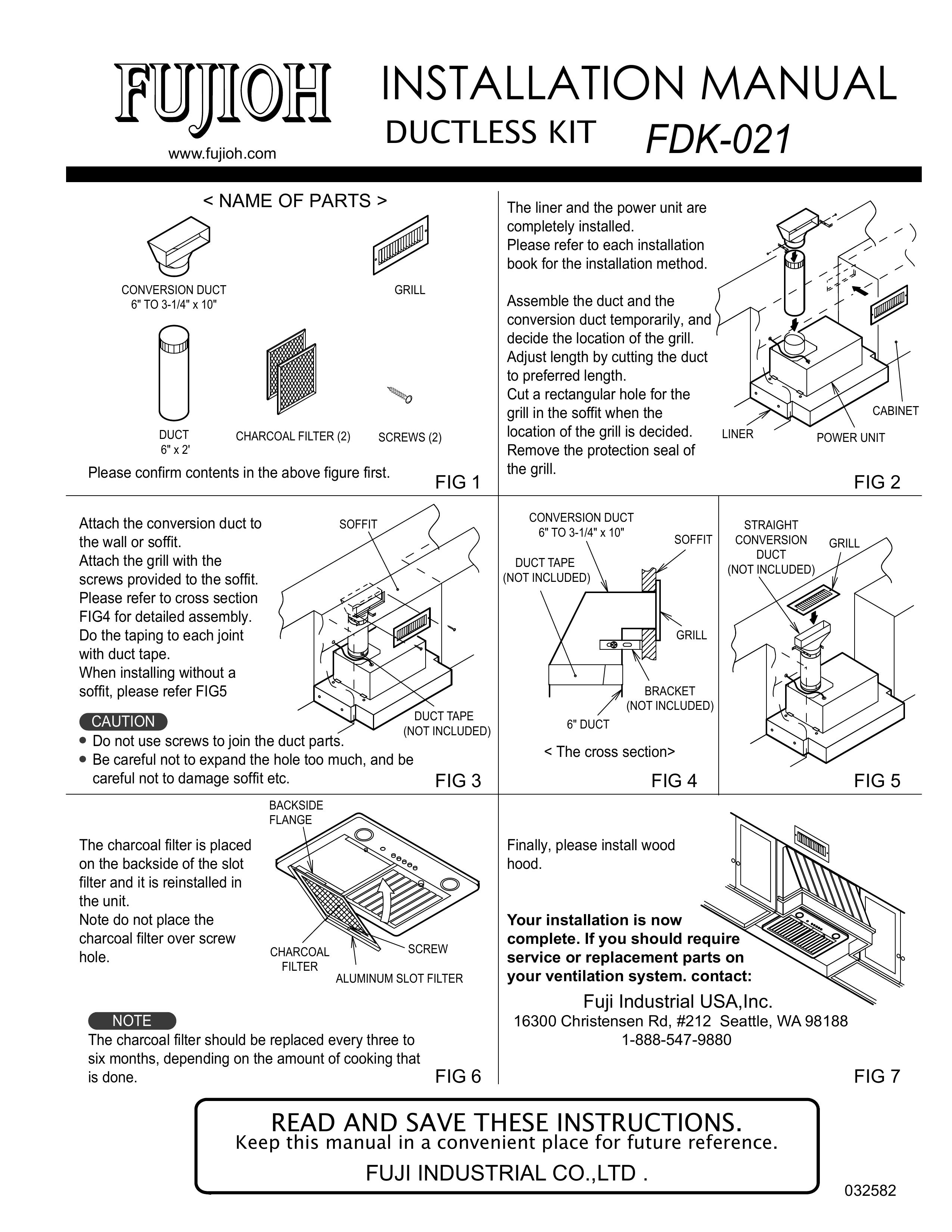 Fujioh FDK-021 Ventilation Hood User Manual