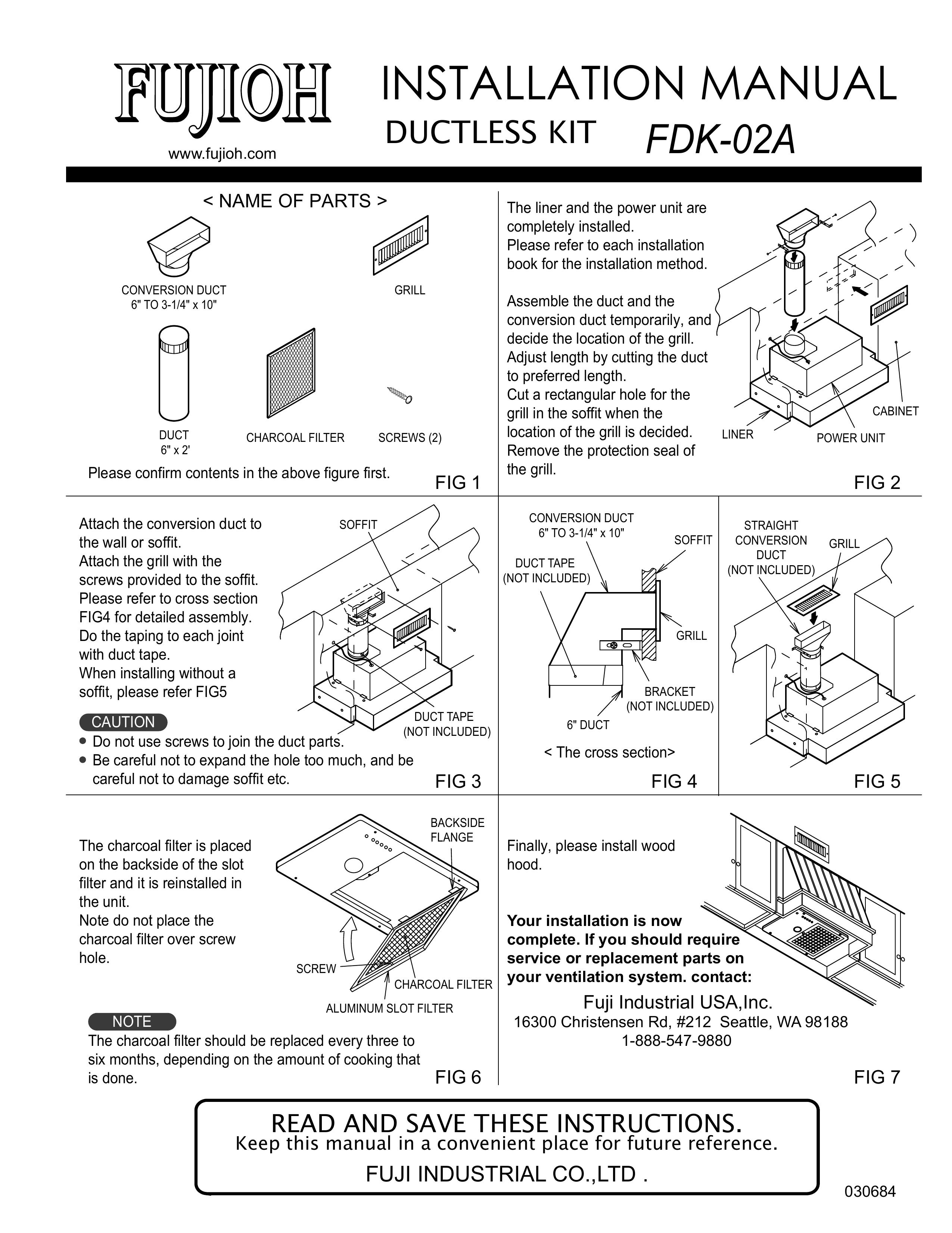 Fujioh FDK-02A Ventilation Hood User Manual