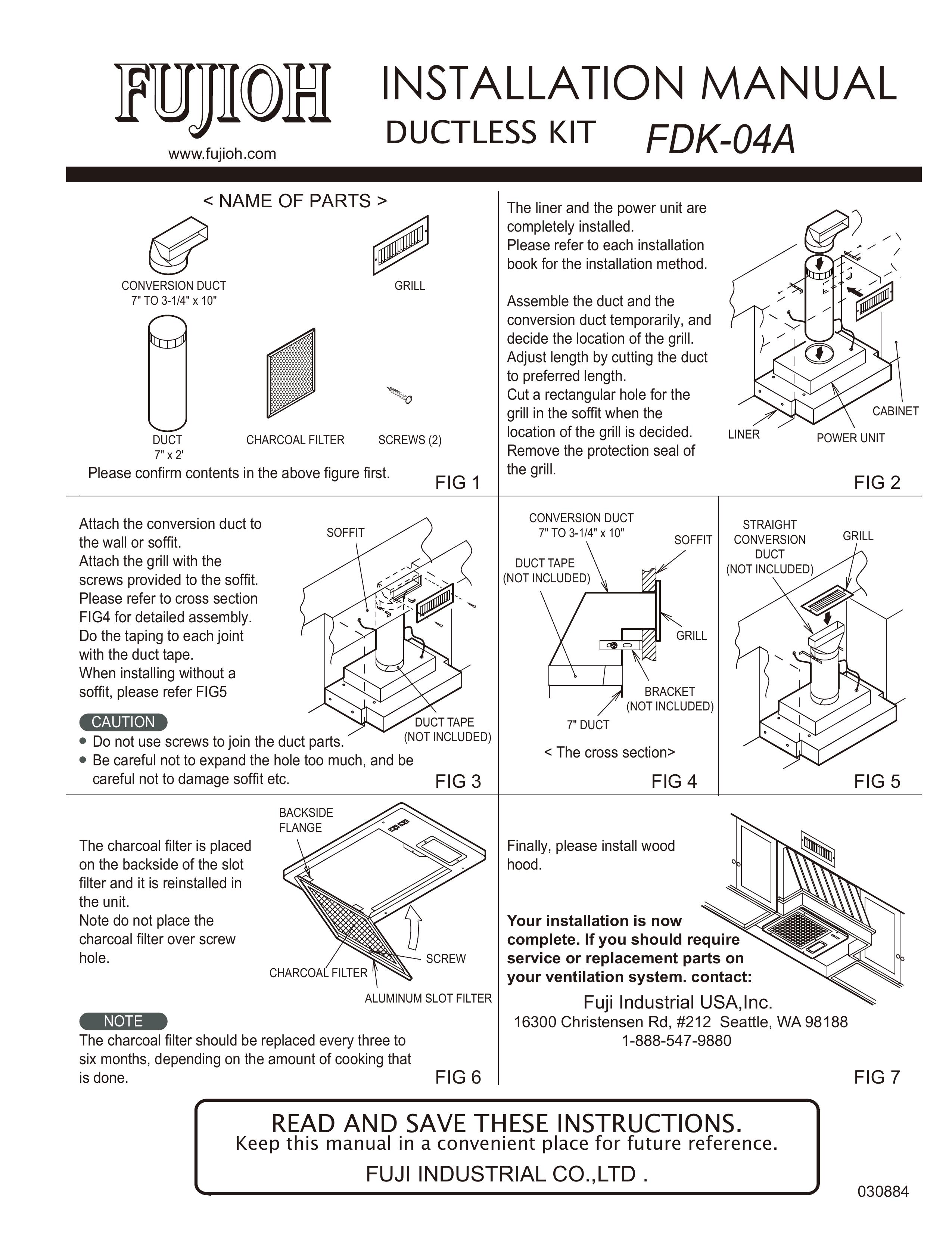 Fujioh FDK-04A Ventilation Hood User Manual
