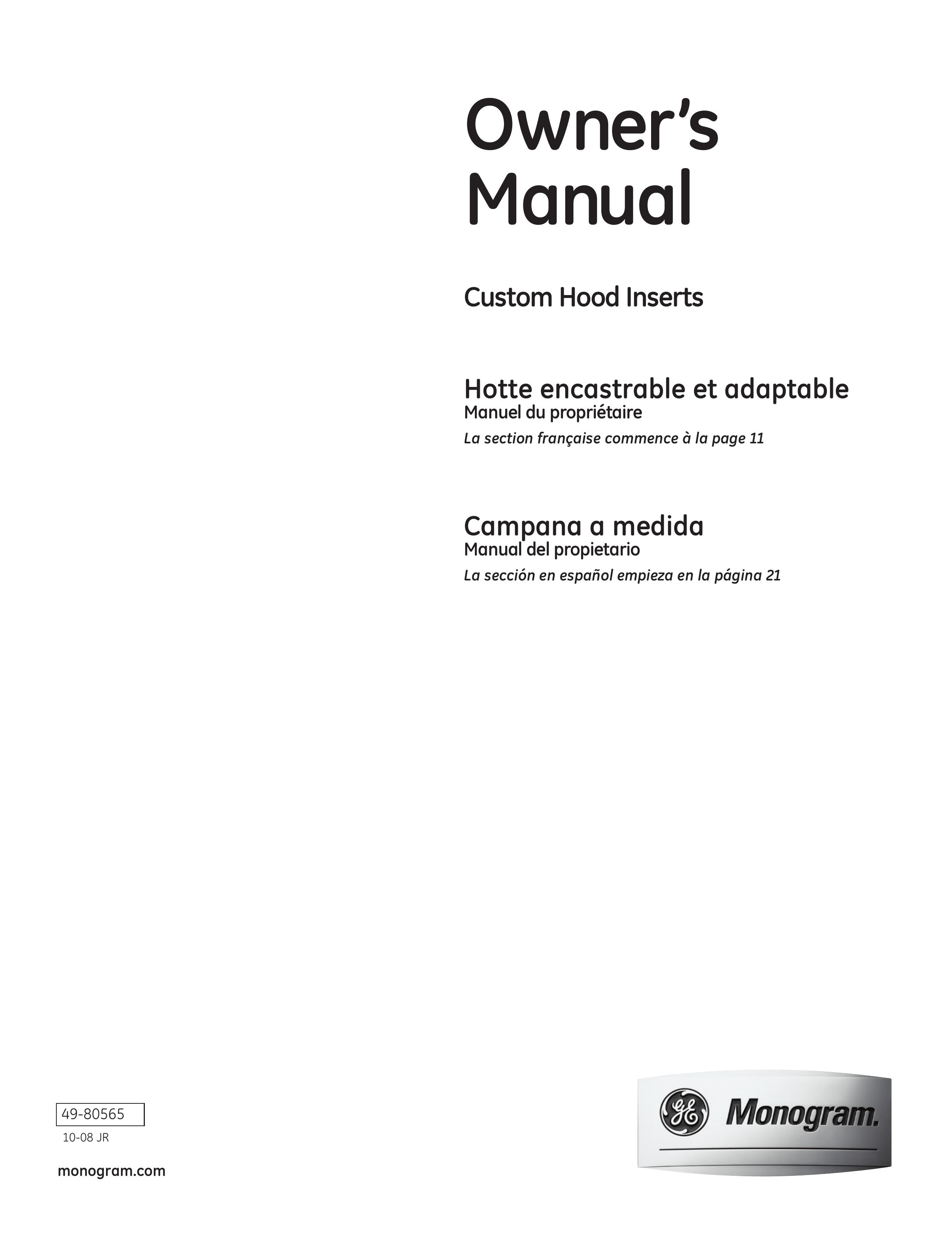 GE 49-80565 Ventilation Hood User Manual