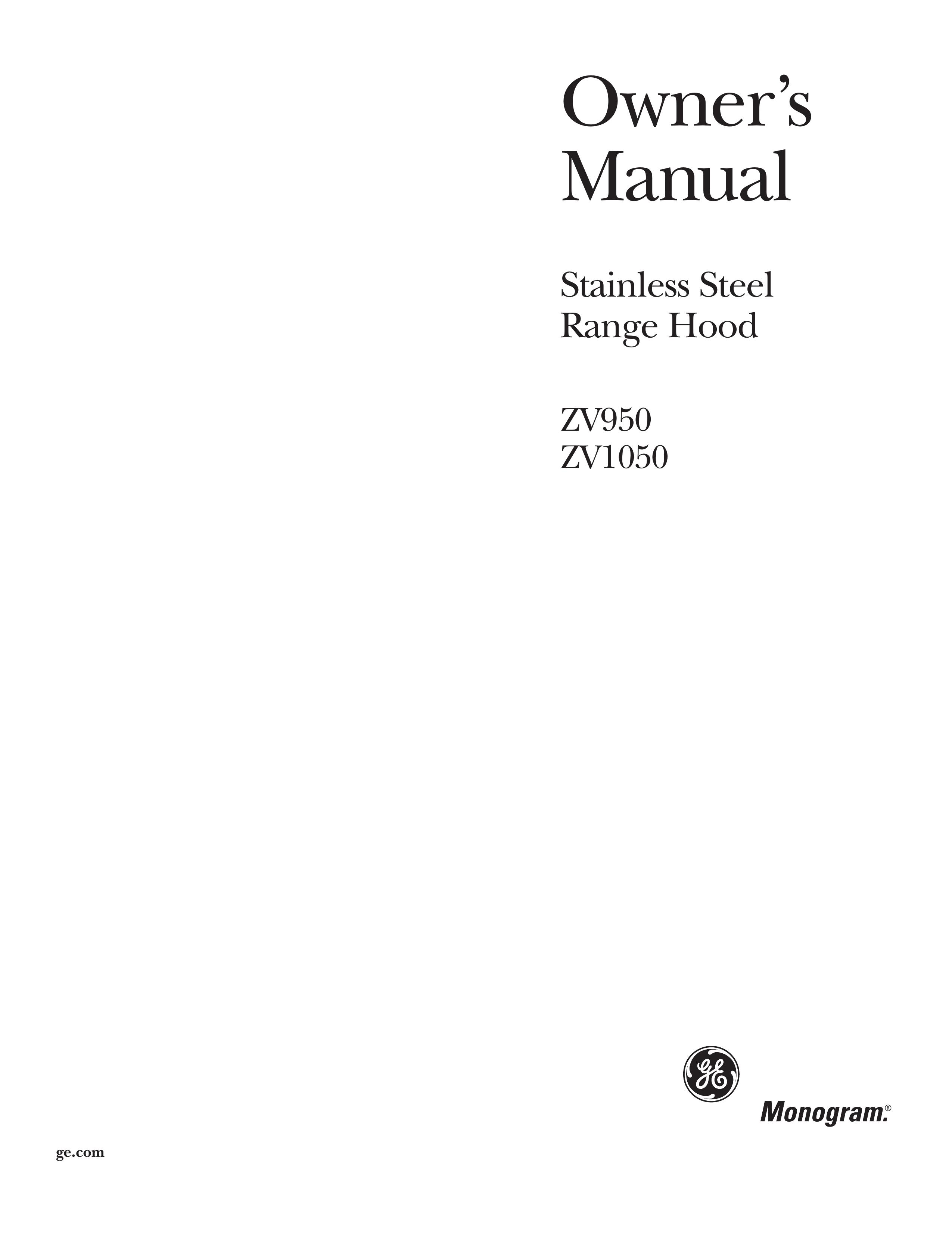 GE Monogram ZV1050 Ventilation Hood User Manual
