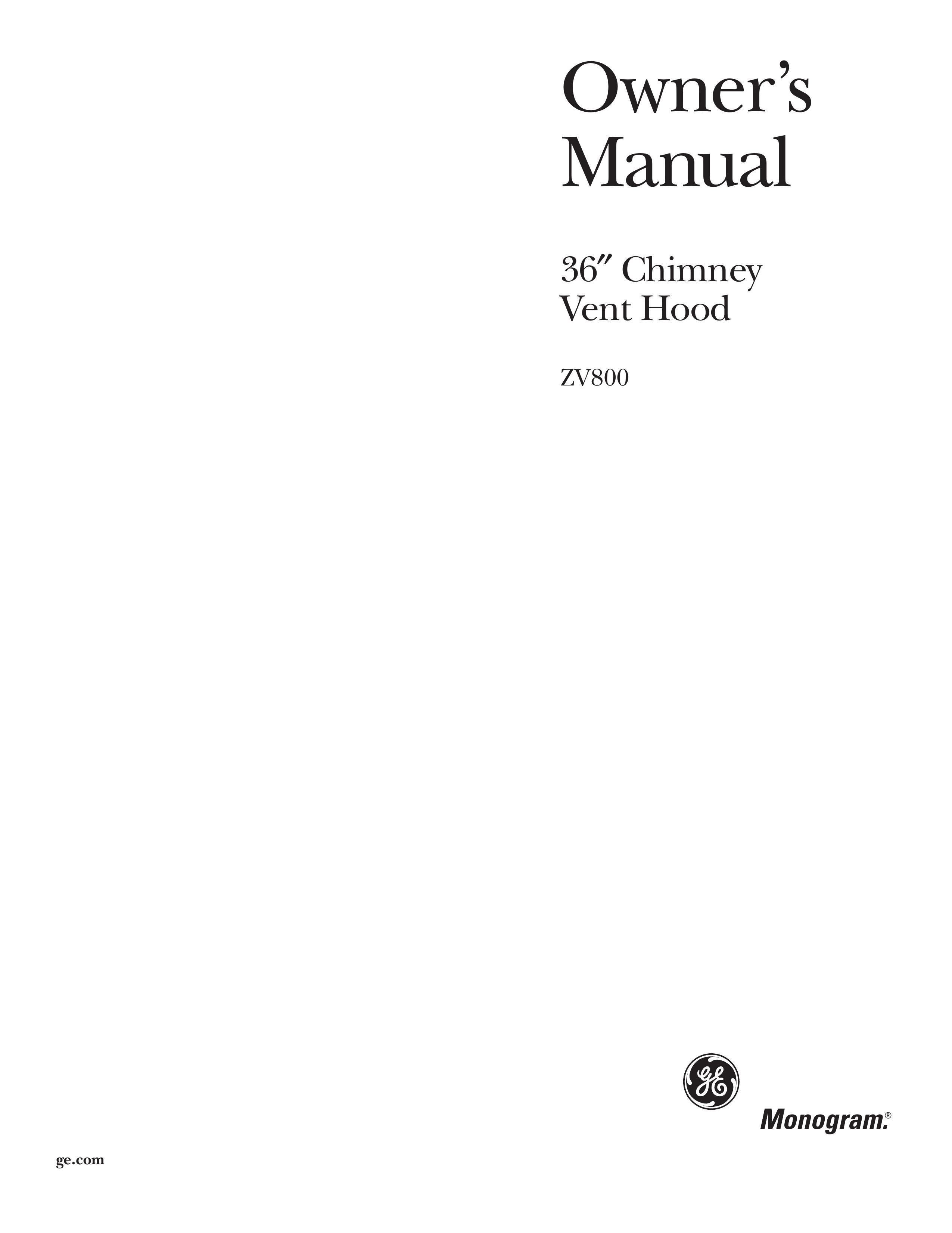 GE Monogram ZV800 Ventilation Hood User Manual