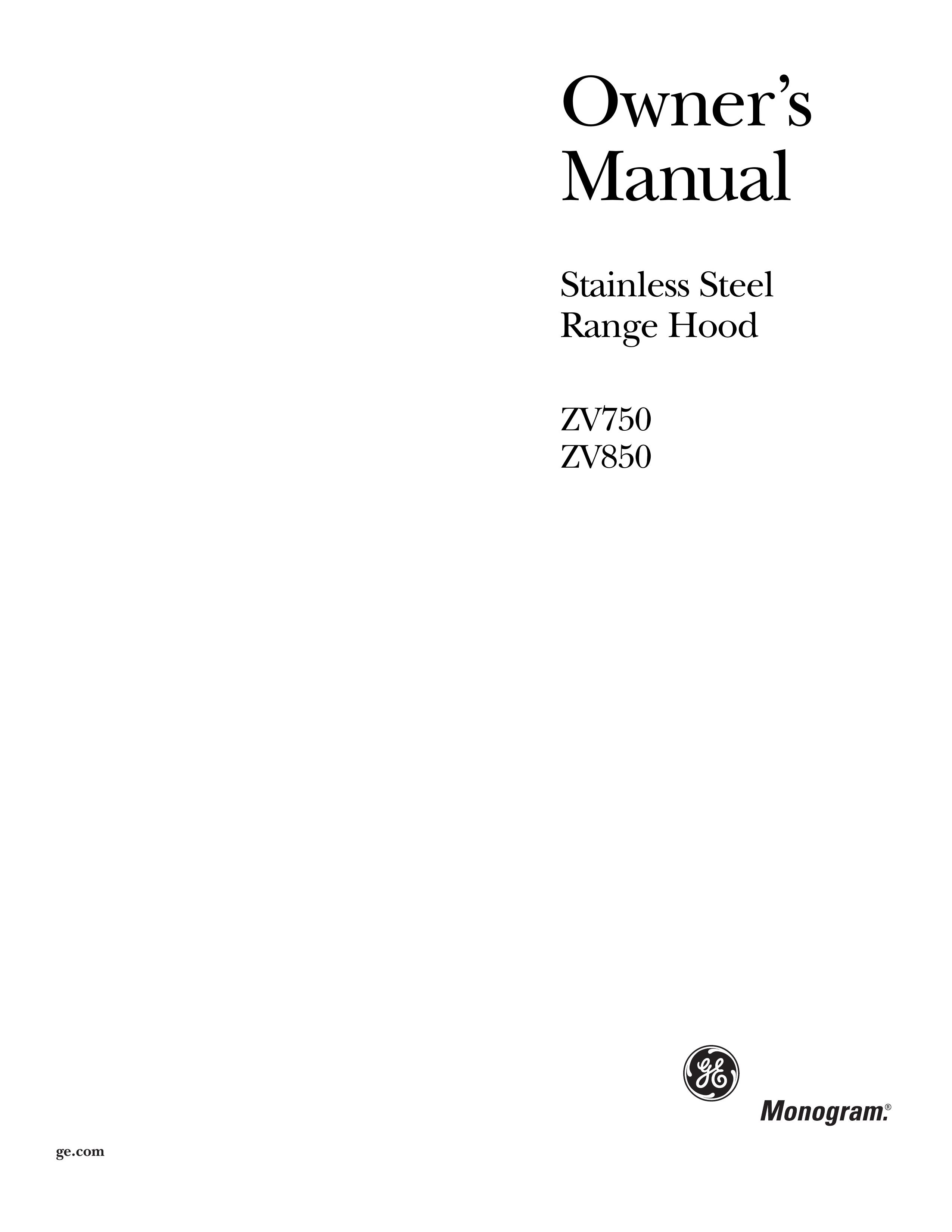 GE Monogram ZV850 Ventilation Hood User Manual
