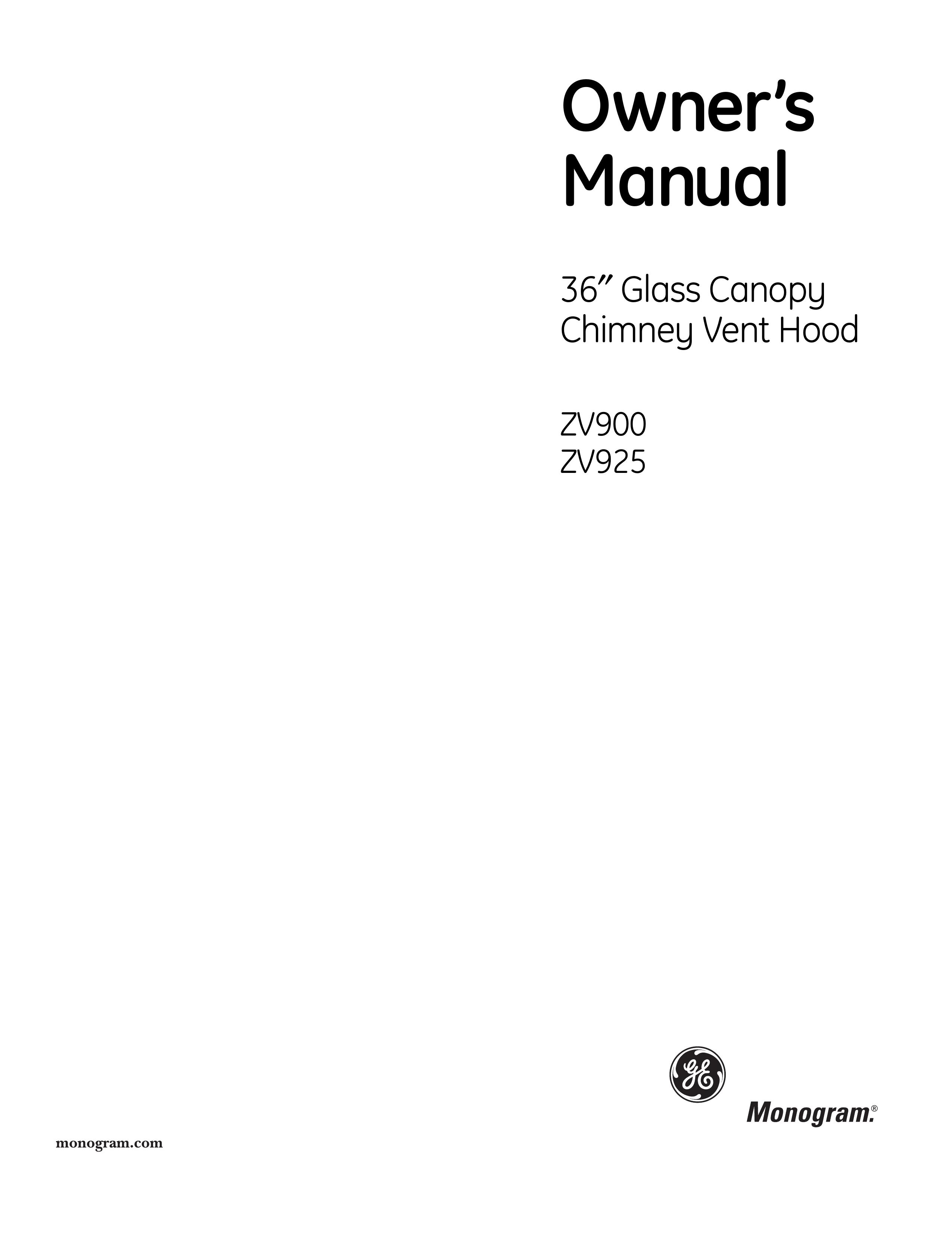 GE Monogram ZV925 Ventilation Hood User Manual