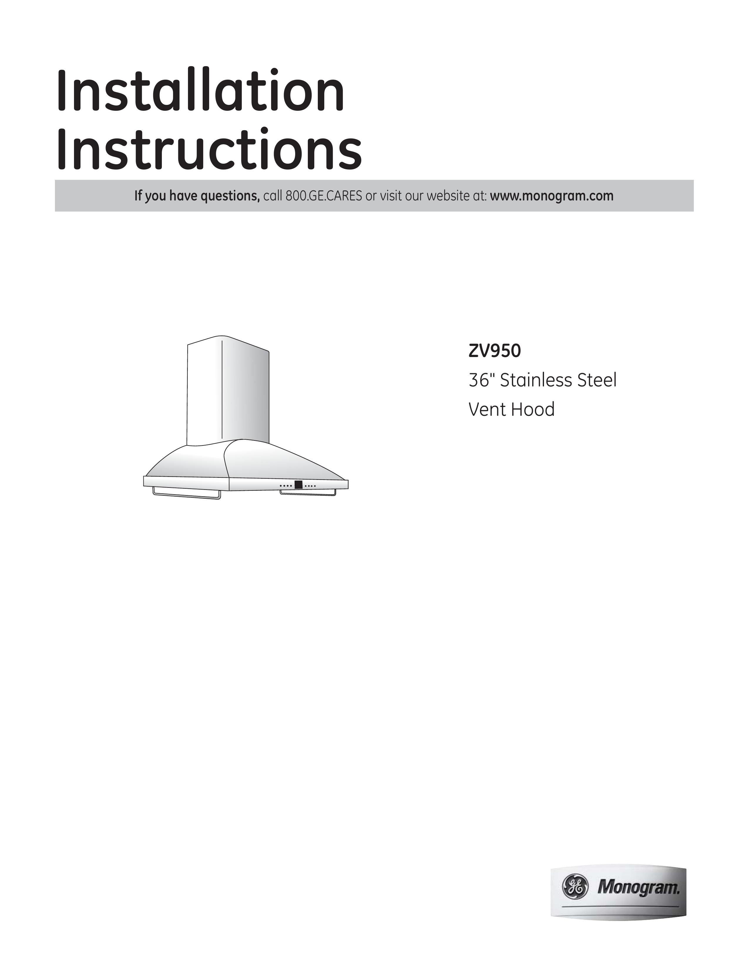 GE Monogram ZV950 Ventilation Hood User Manual