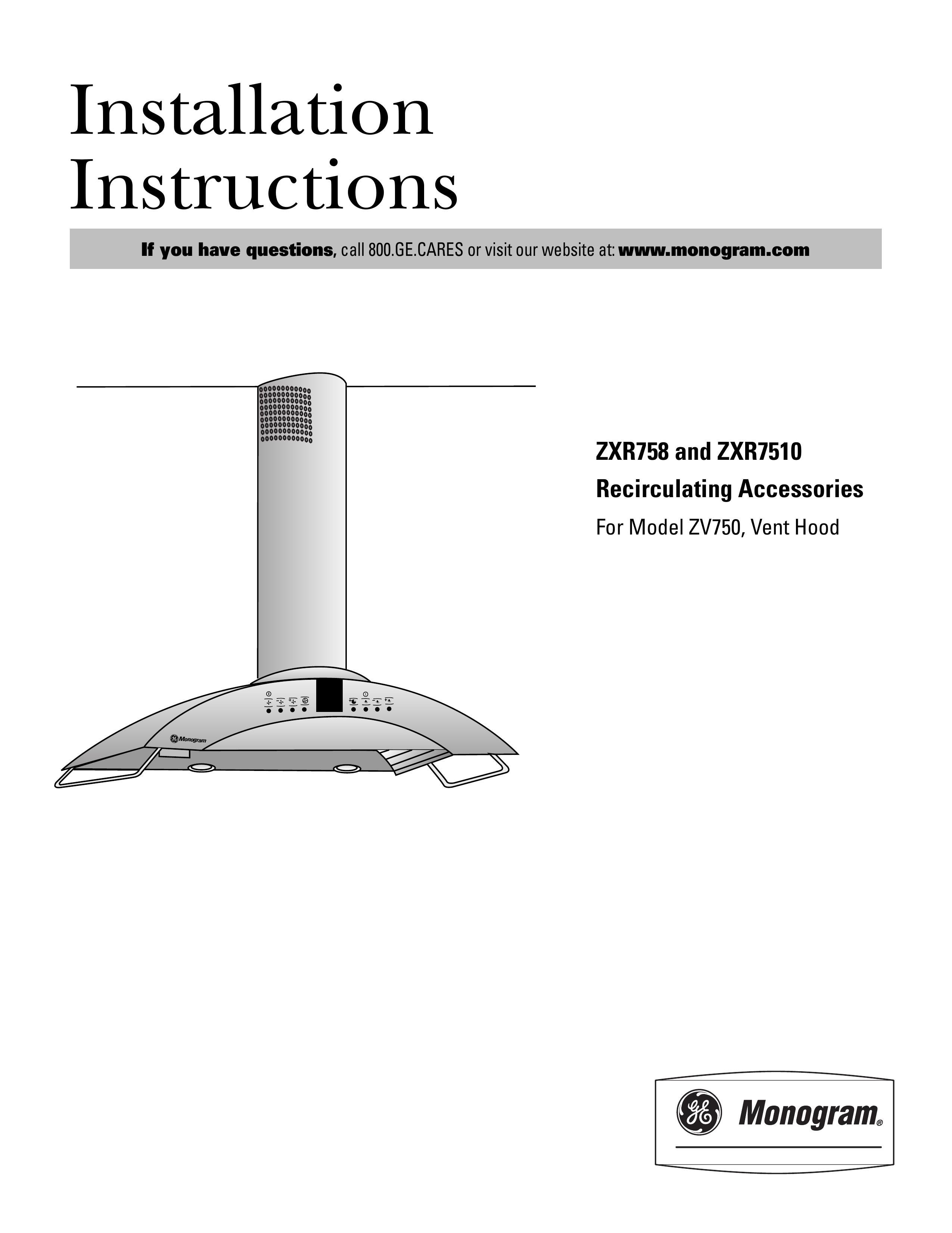 GE Monogram ZXR7510 Ventilation Hood User Manual