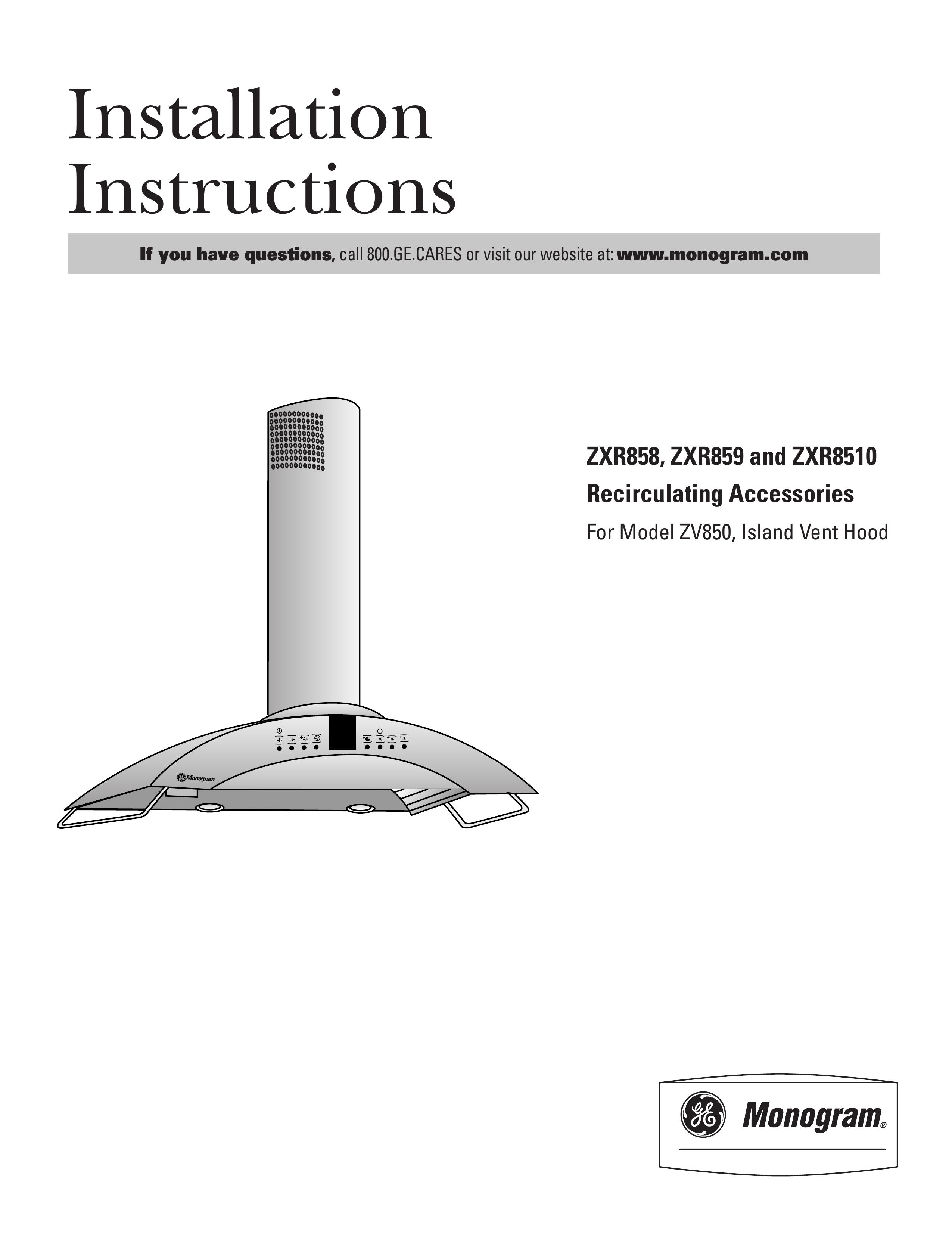 GE Monogram ZXR858 Ventilation Hood User Manual