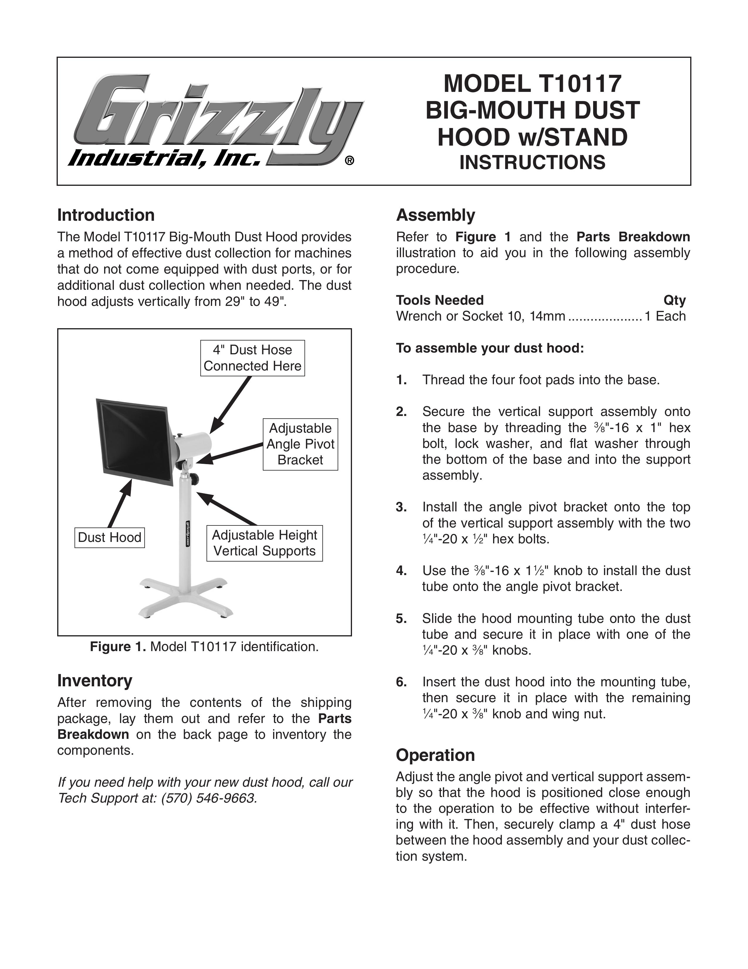 Grizzly T10117 Ventilation Hood User Manual