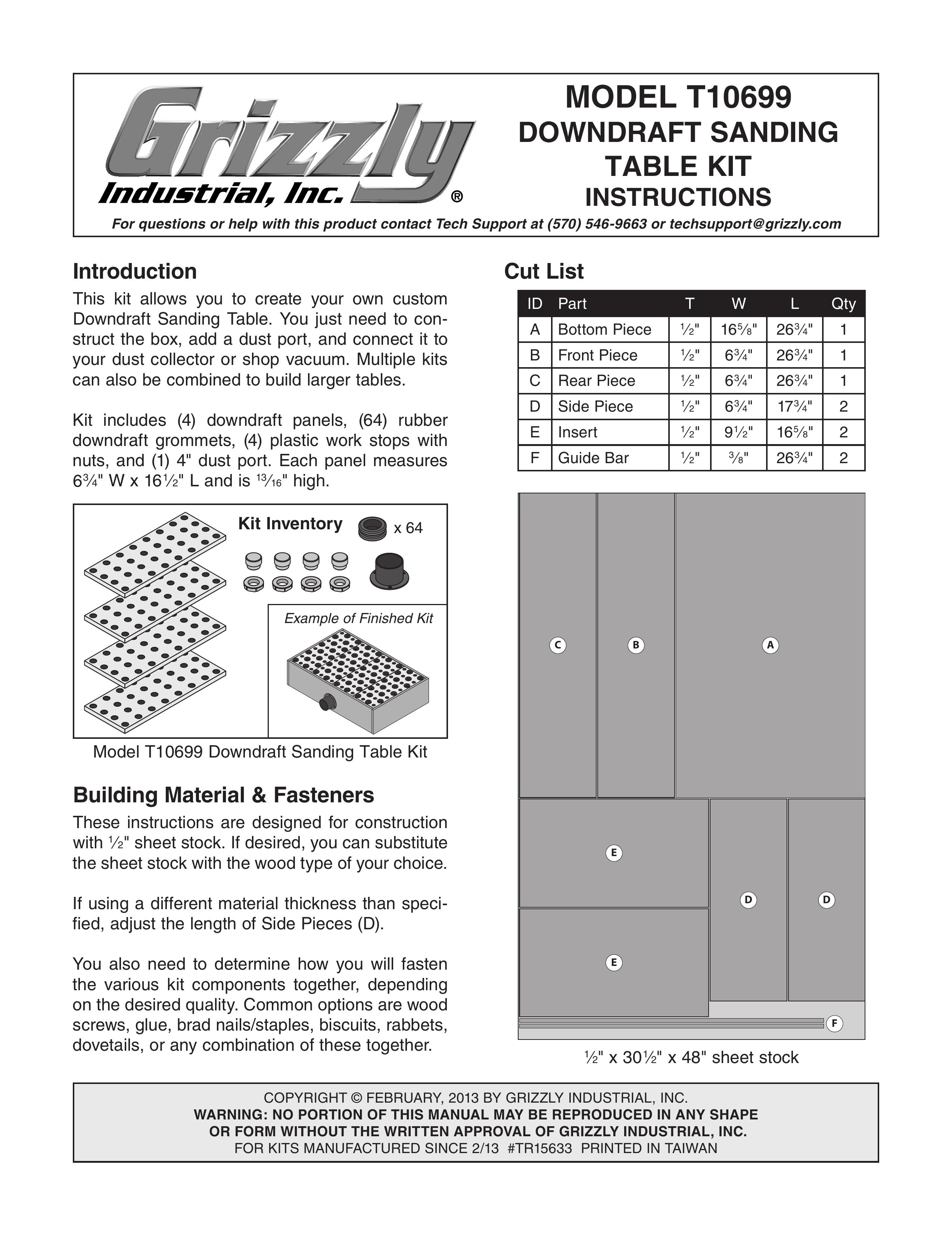 Grizzly T10699 Ventilation Hood User Manual