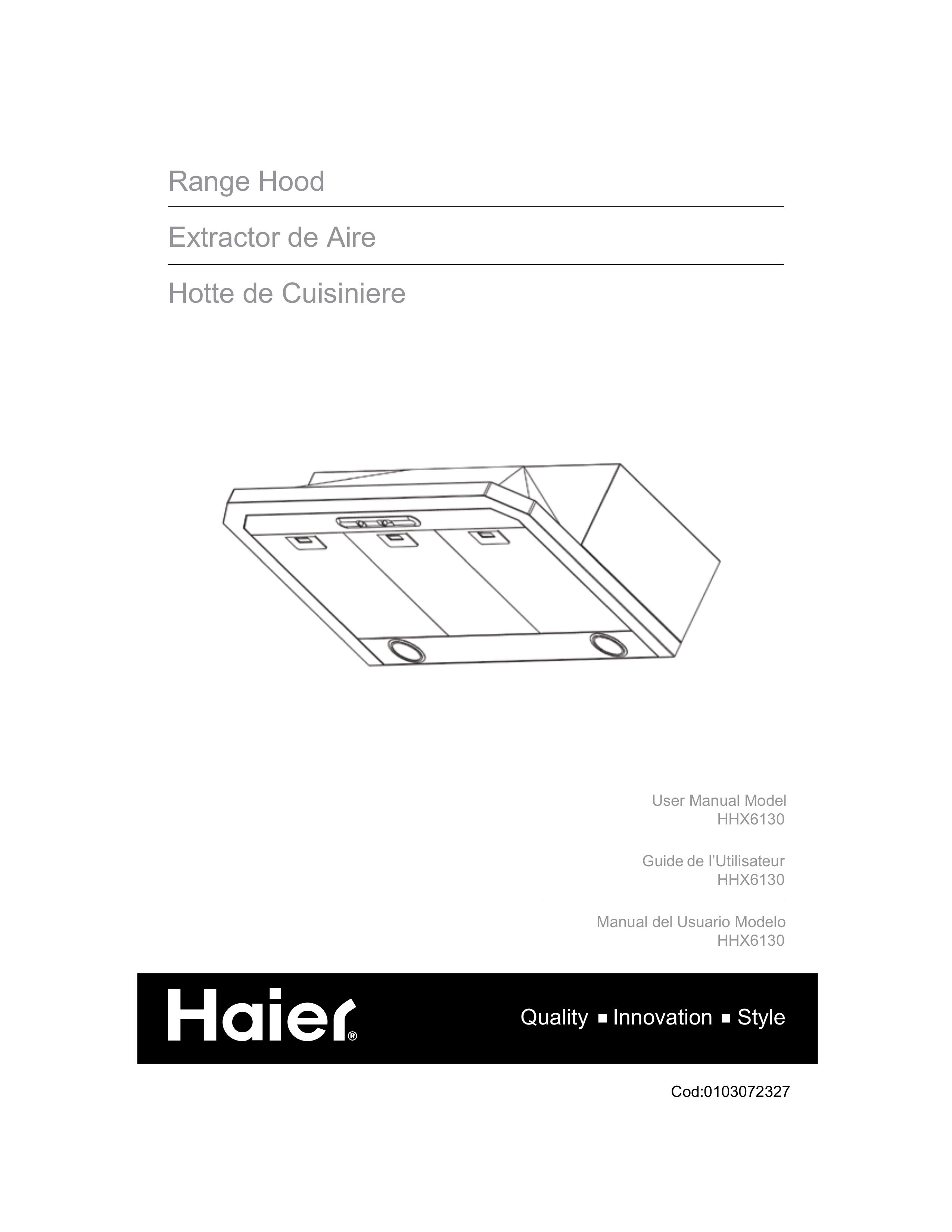 Haier HHX6130 Ventilation Hood User Manual