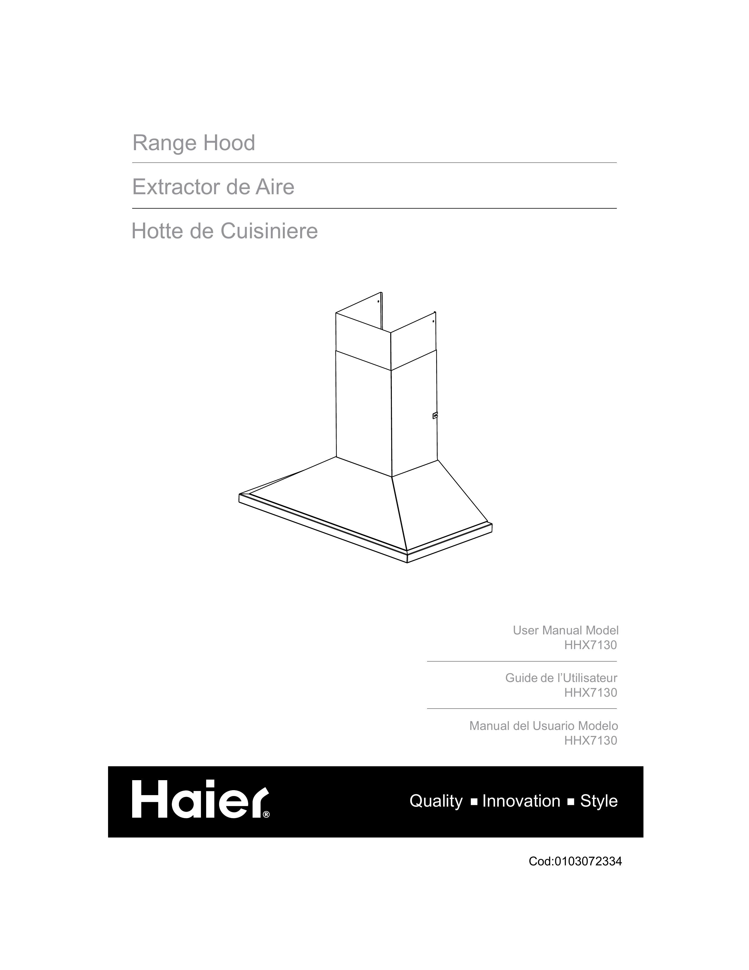 Haier HHX7130 Ventilation Hood User Manual