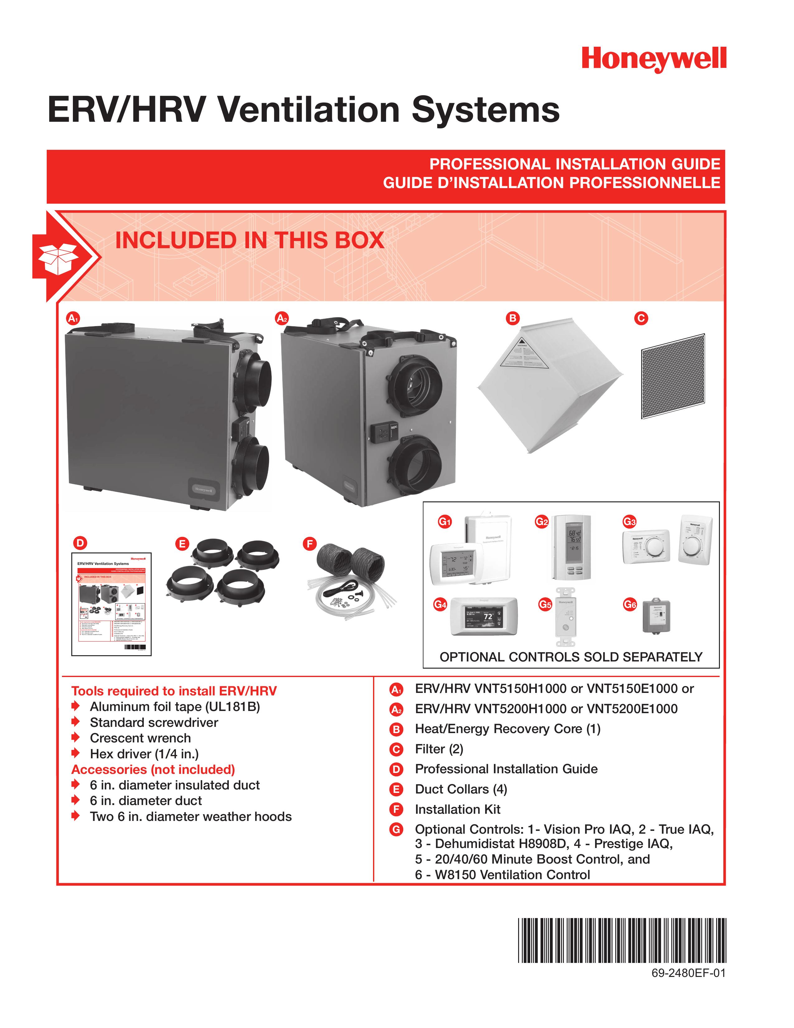 Honeywell VNT5200E1000 Ventilation Hood User Manual