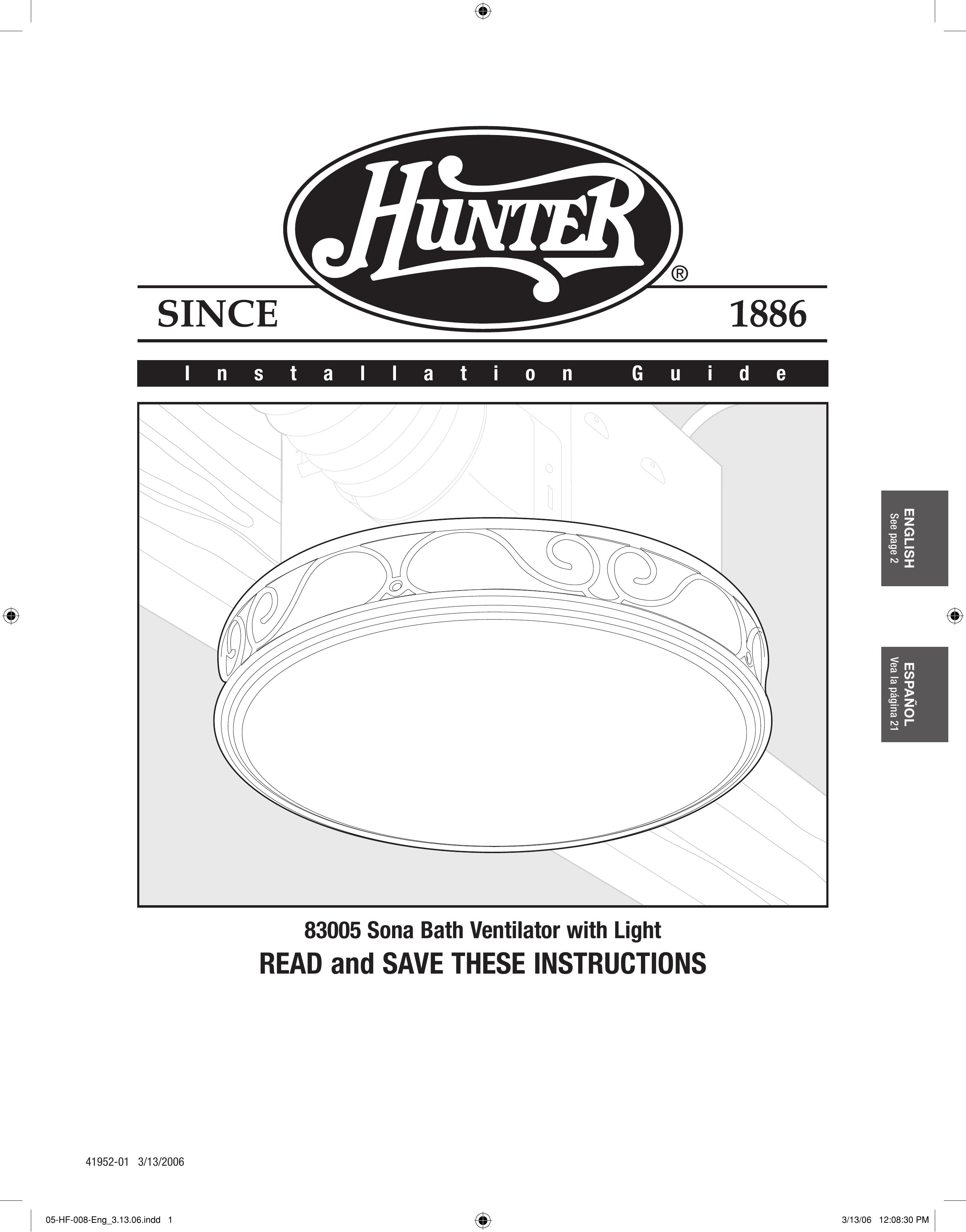 Hunter,R.F 83005 Ventilation Hood User Manual