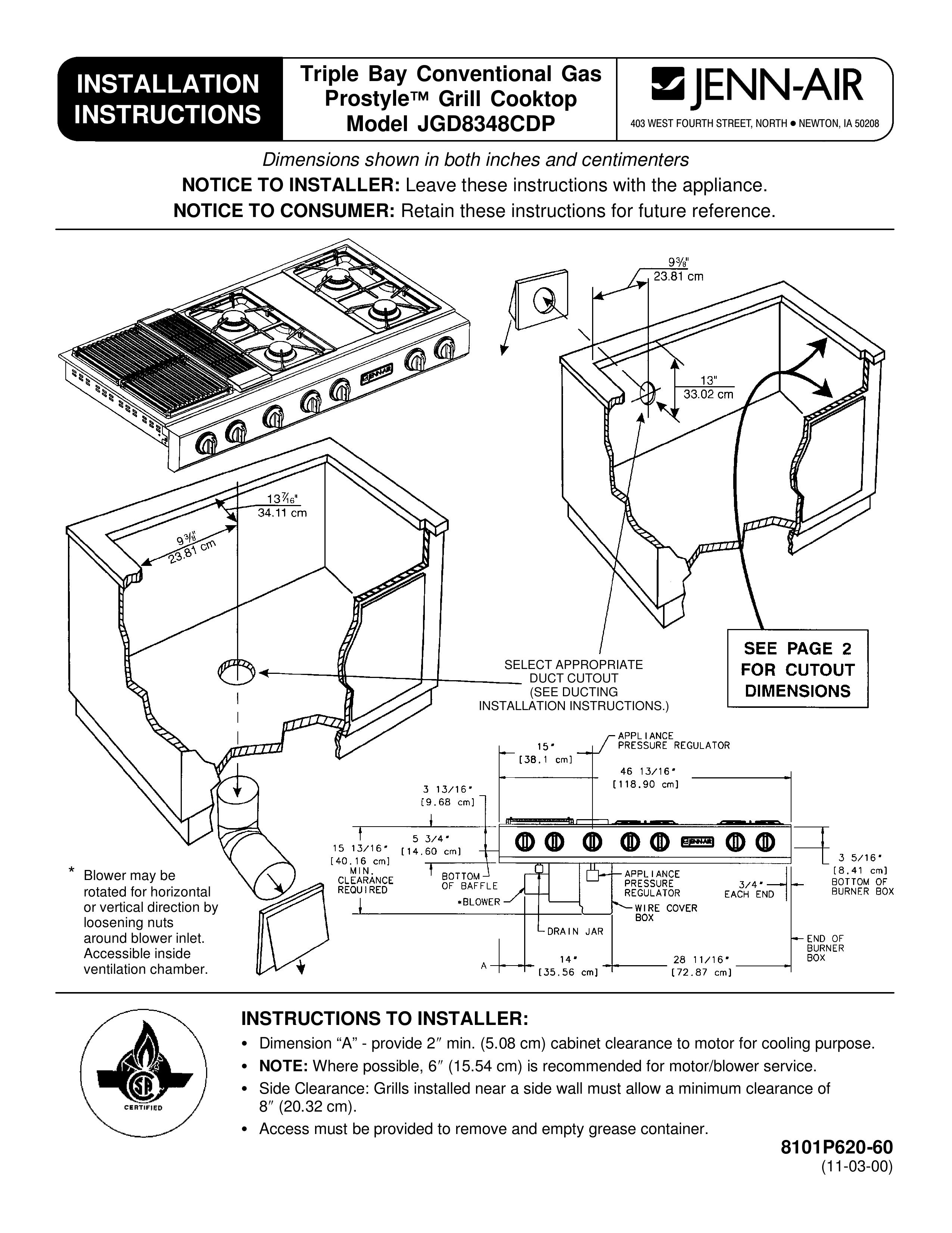 Jenn-Air JGD8348CDP Ventilation Hood User Manual
