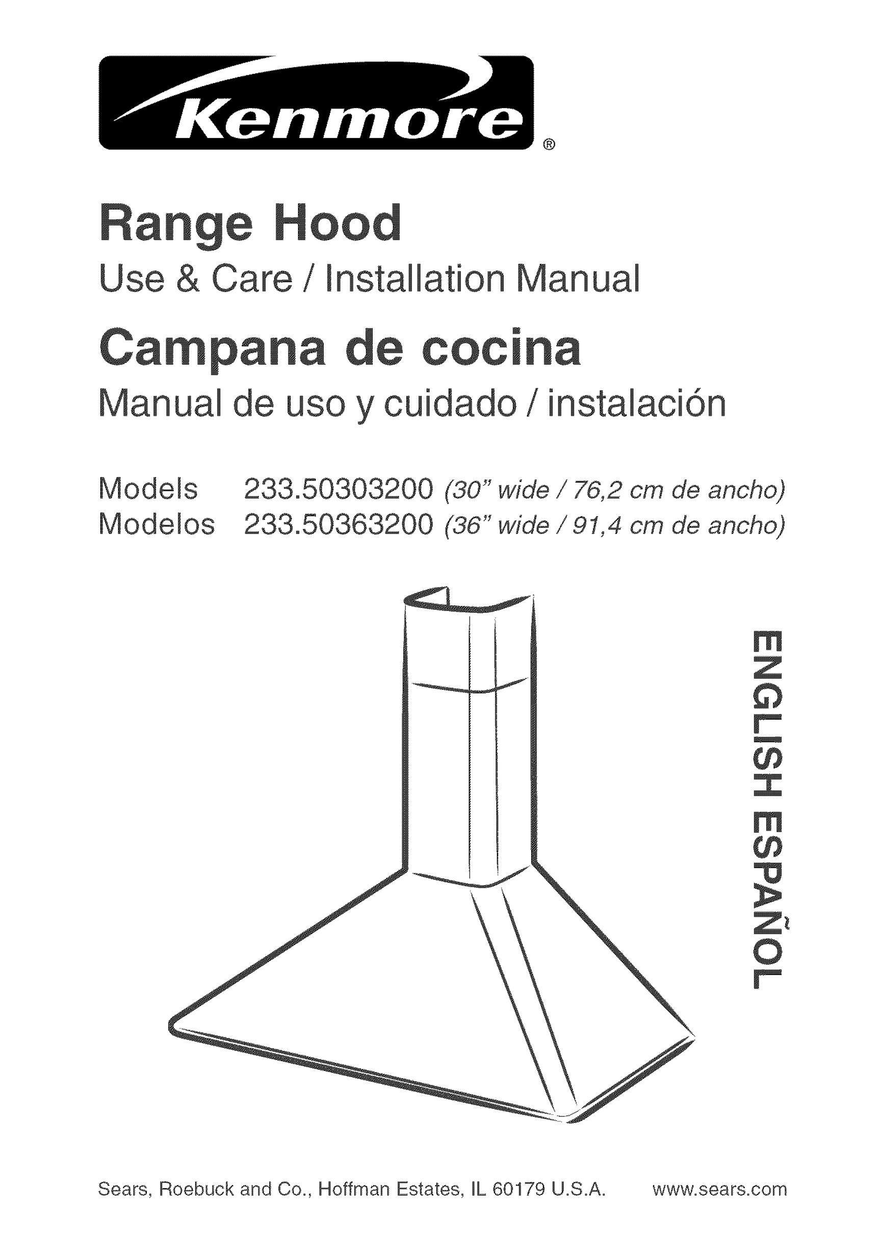 Kenmore 233.503032 Ventilation Hood User Manual
