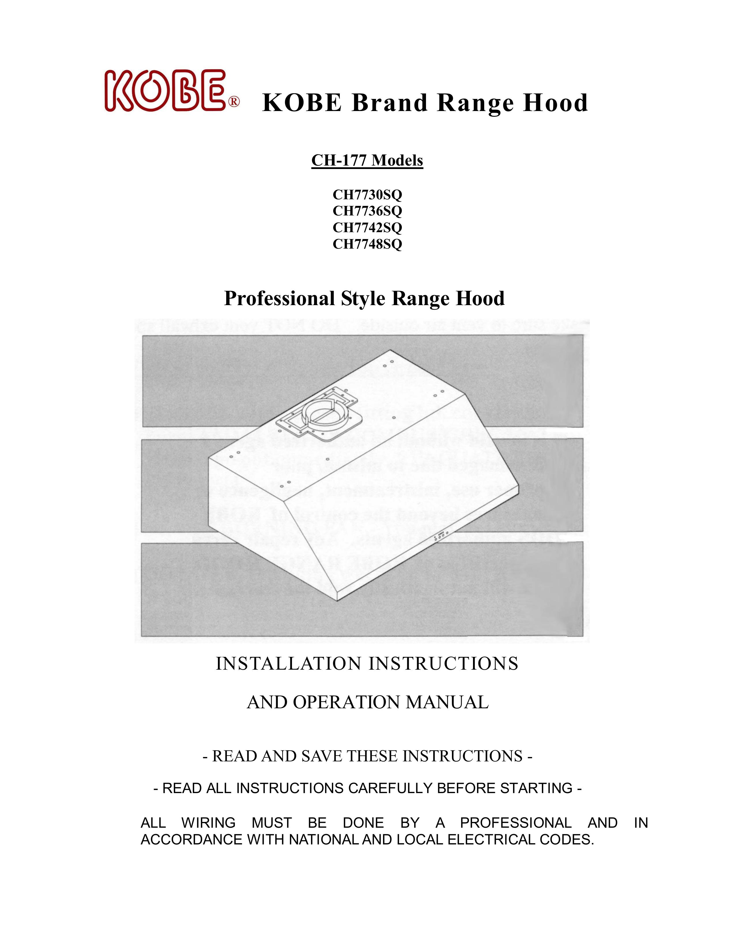 Kobe Range Hoods CH7742SQ Ventilation Hood User Manual