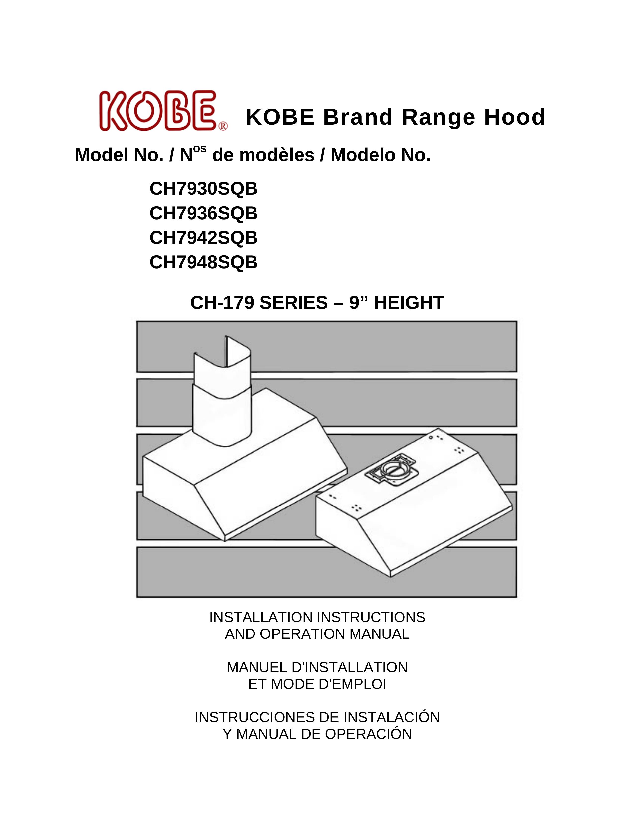 Kobe Range Hoods CH7930SQB Ventilation Hood User Manual