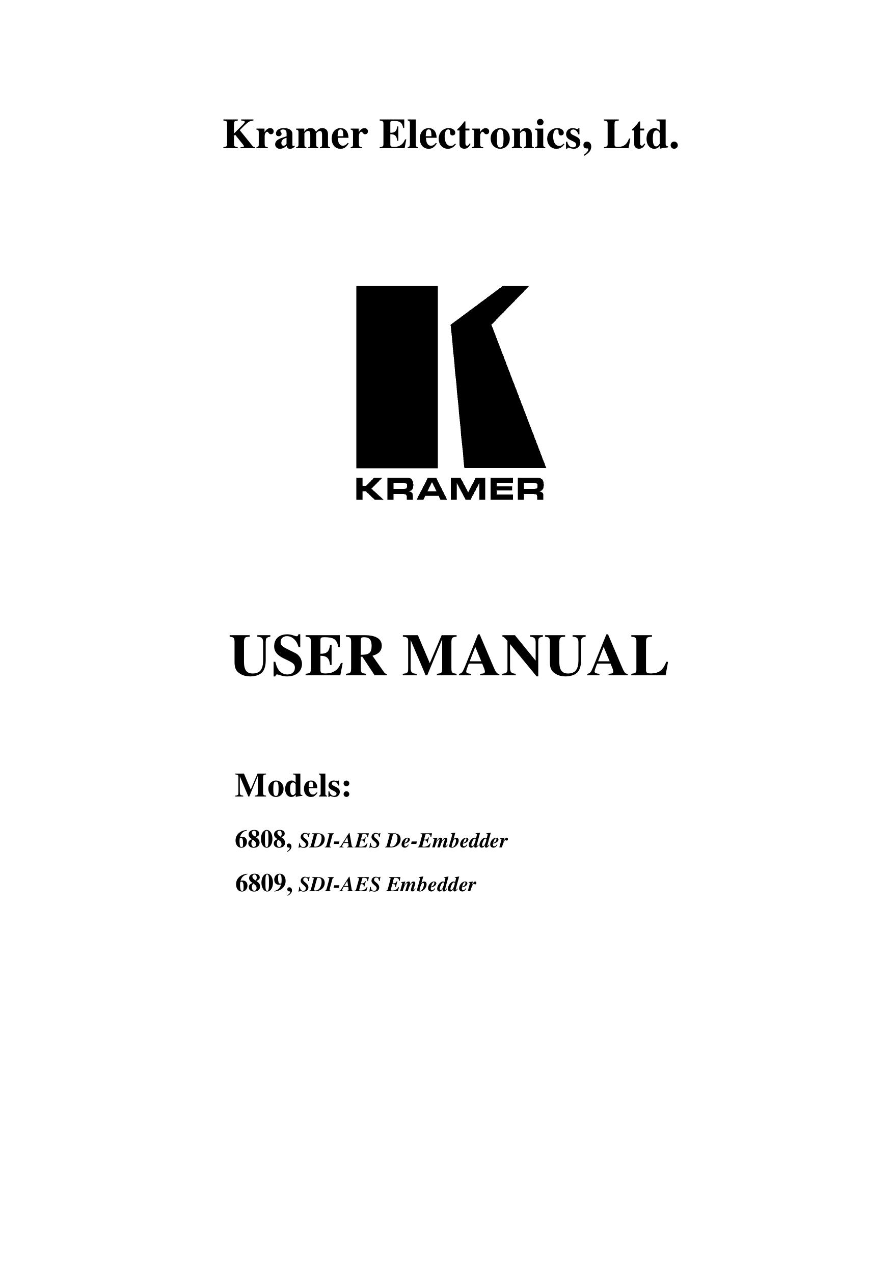 Kramer Electronics 6808 Ventilation Hood User Manual