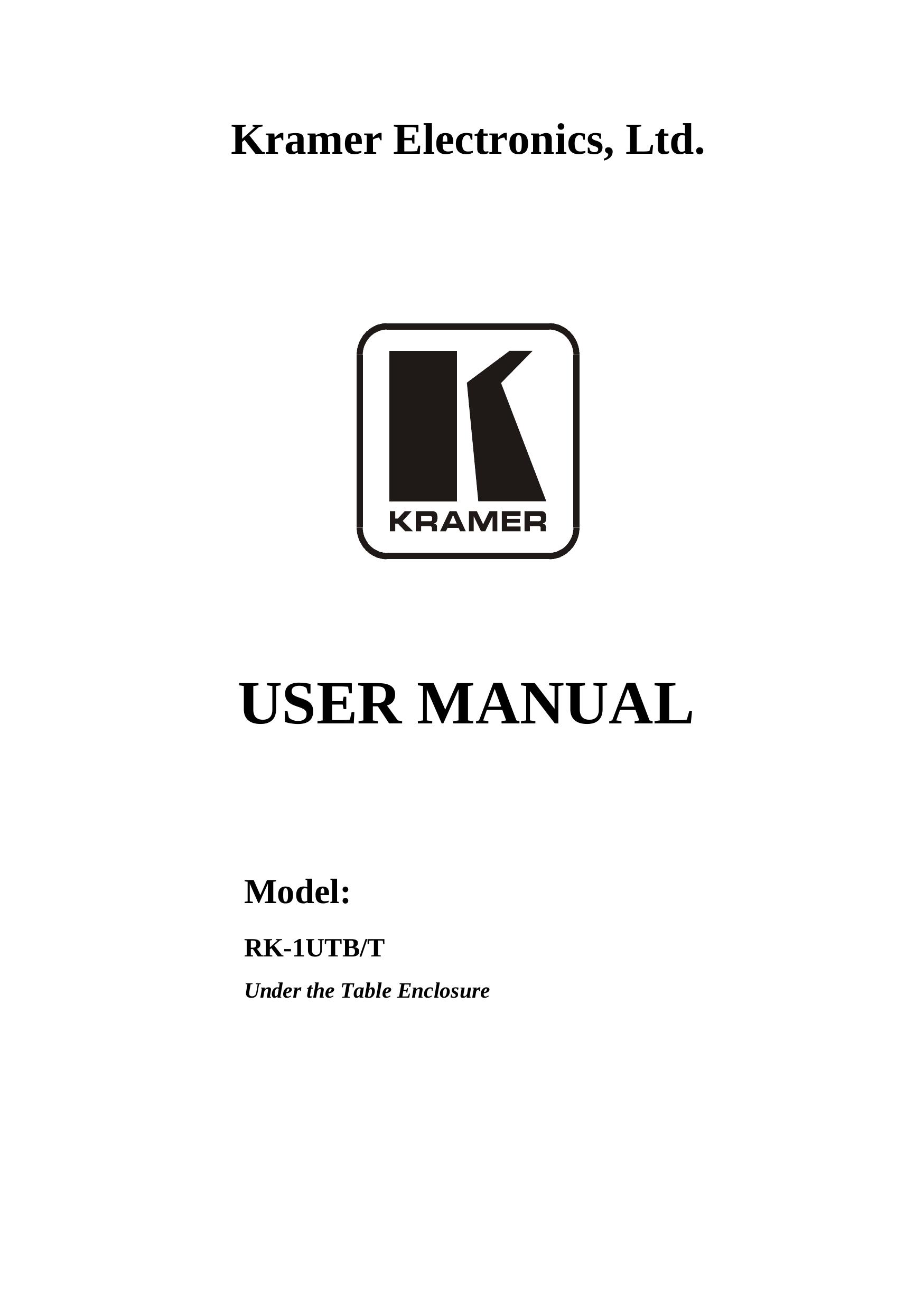 Kramer Electronics rk-1utb Ventilation Hood User Manual