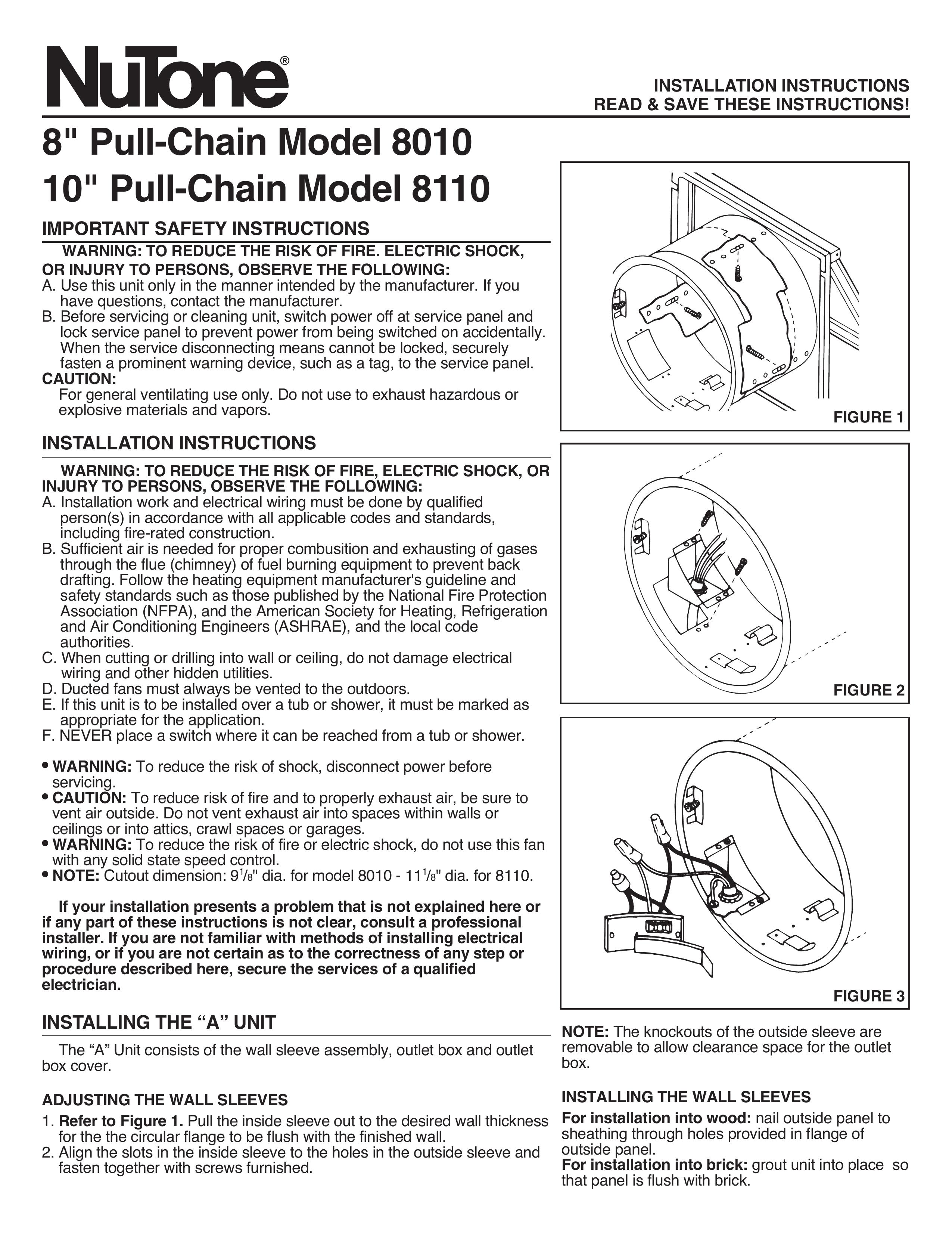 NuTone 8010 Ventilation Hood User Manual