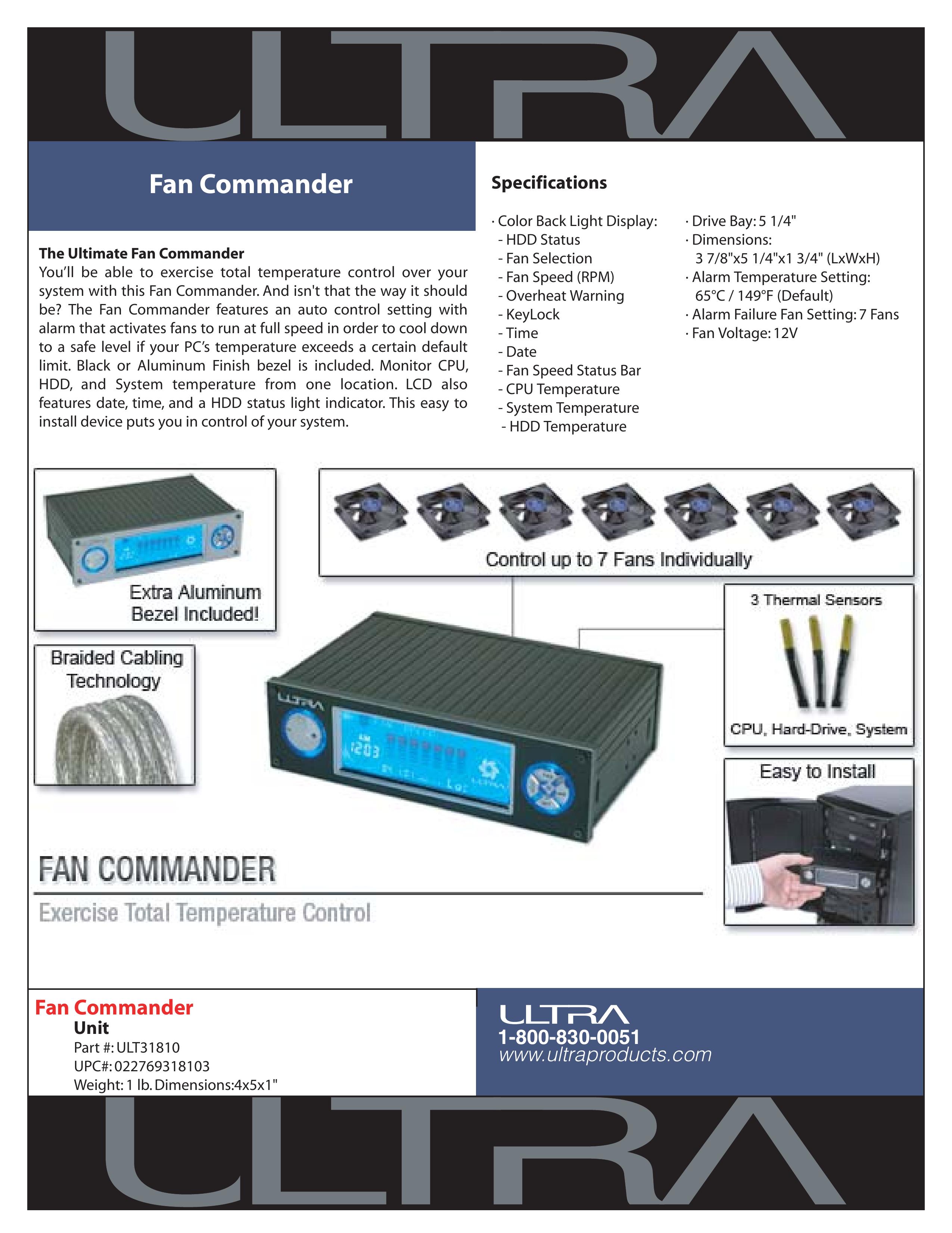 Ultra Products ULT31810 Ventilation Hood User Manual