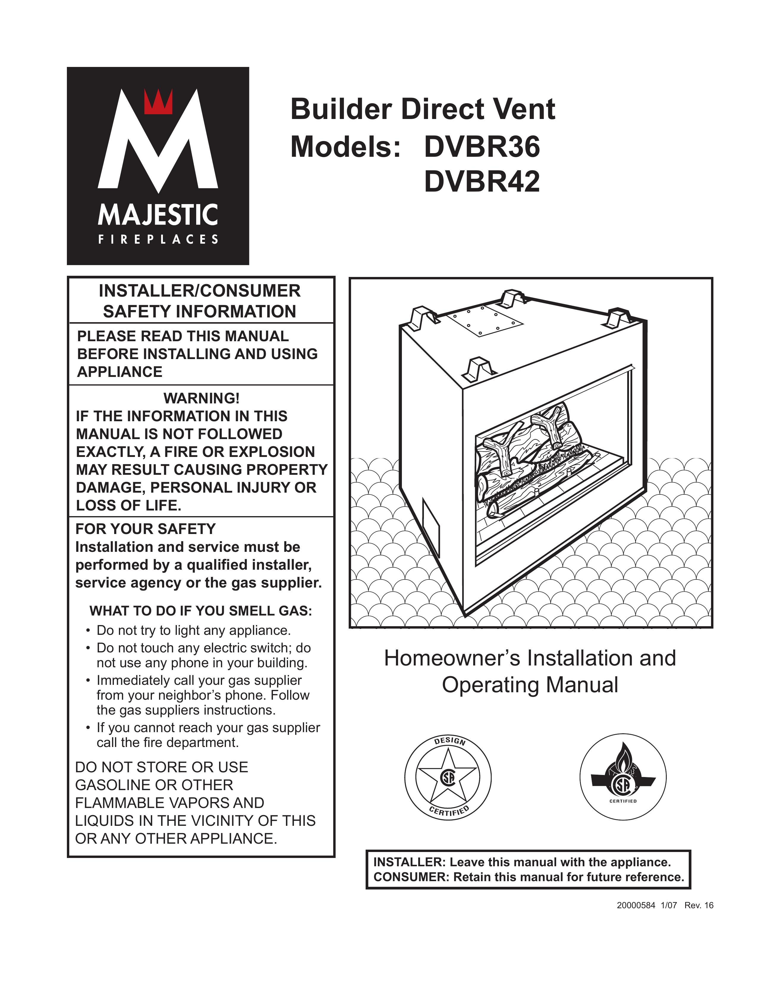 Vermont Casting DVBR36 Ventilation Hood User Manual