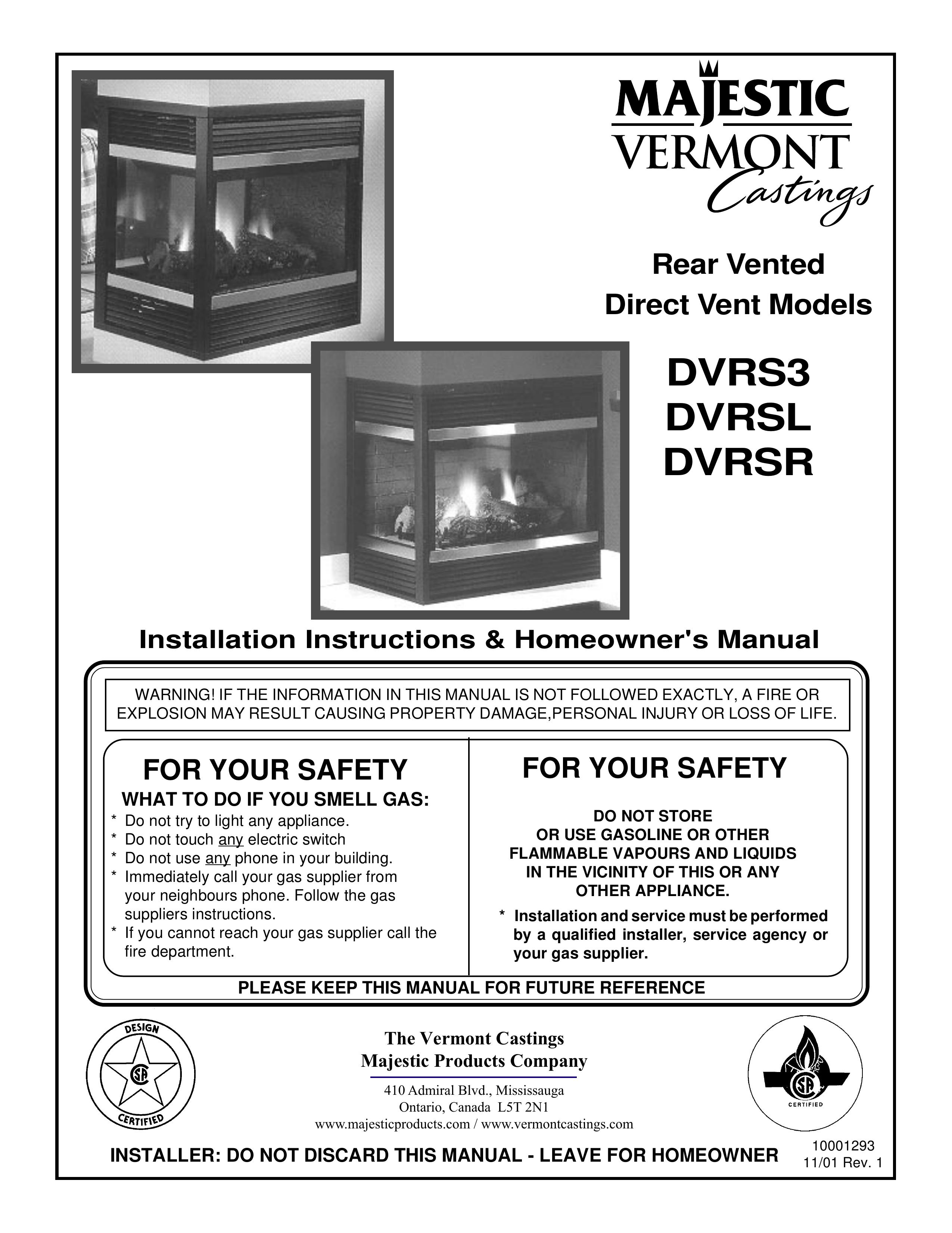 Vermont Casting DVRS3 Ventilation Hood User Manual