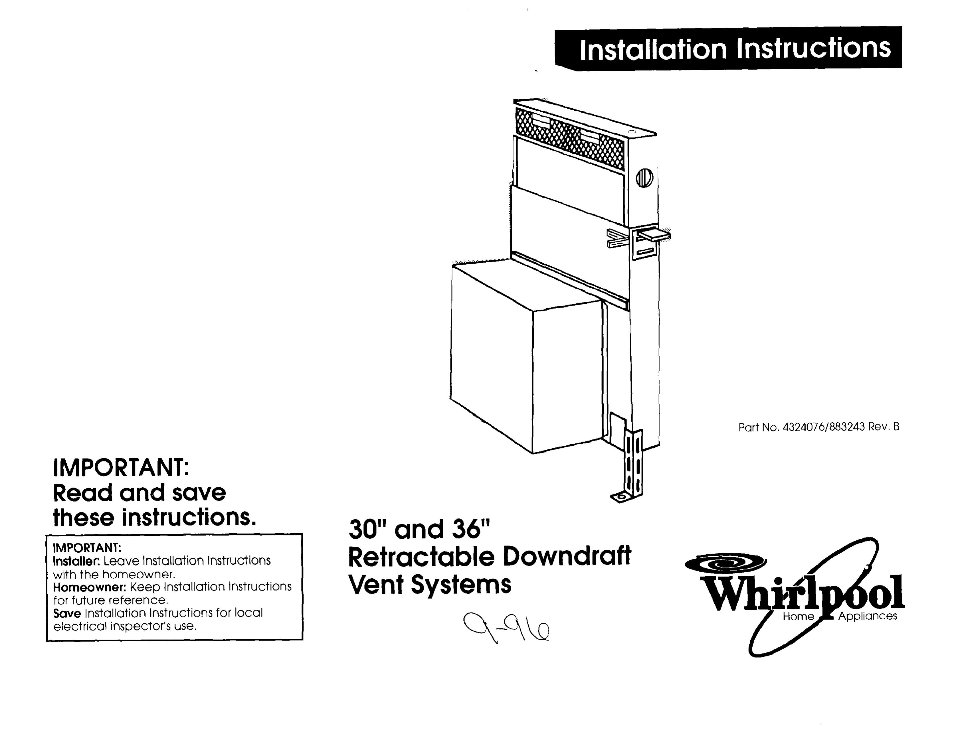 Whirlpool 4.32E+13 Ventilation Hood User Manual