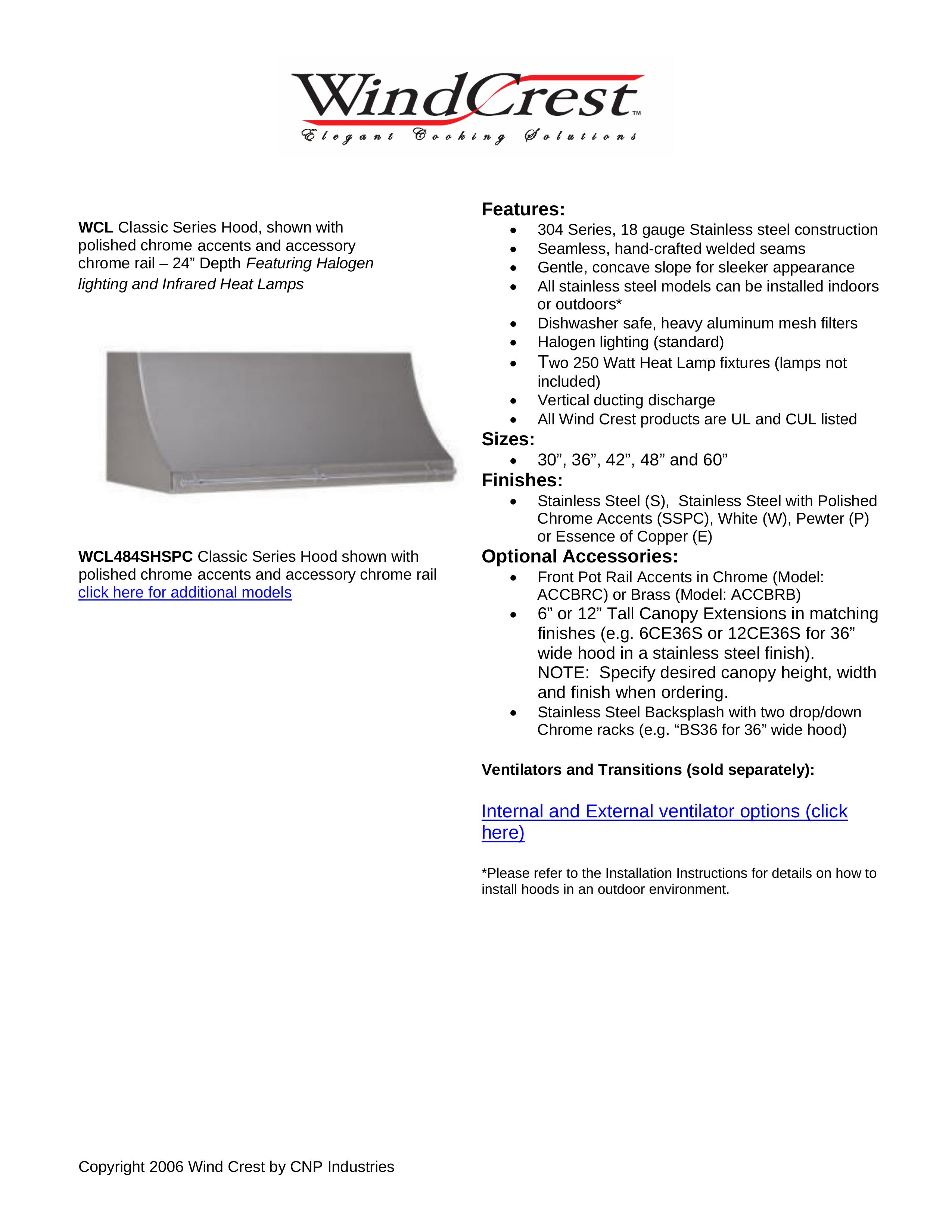 Wind Crest WCL484SHSPC Ventilation Hood User Manual
