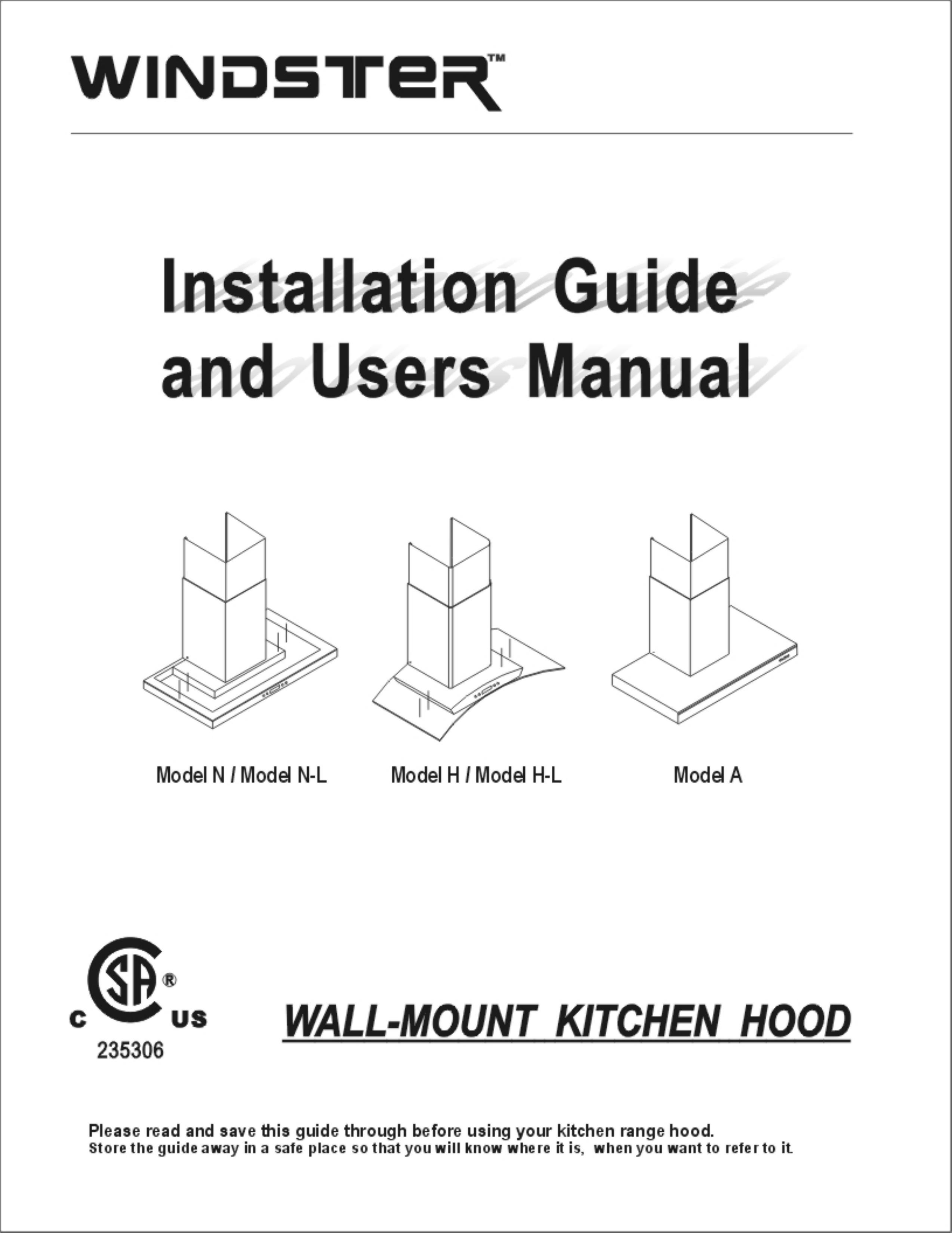 Windster H-L Ventilation Hood User Manual