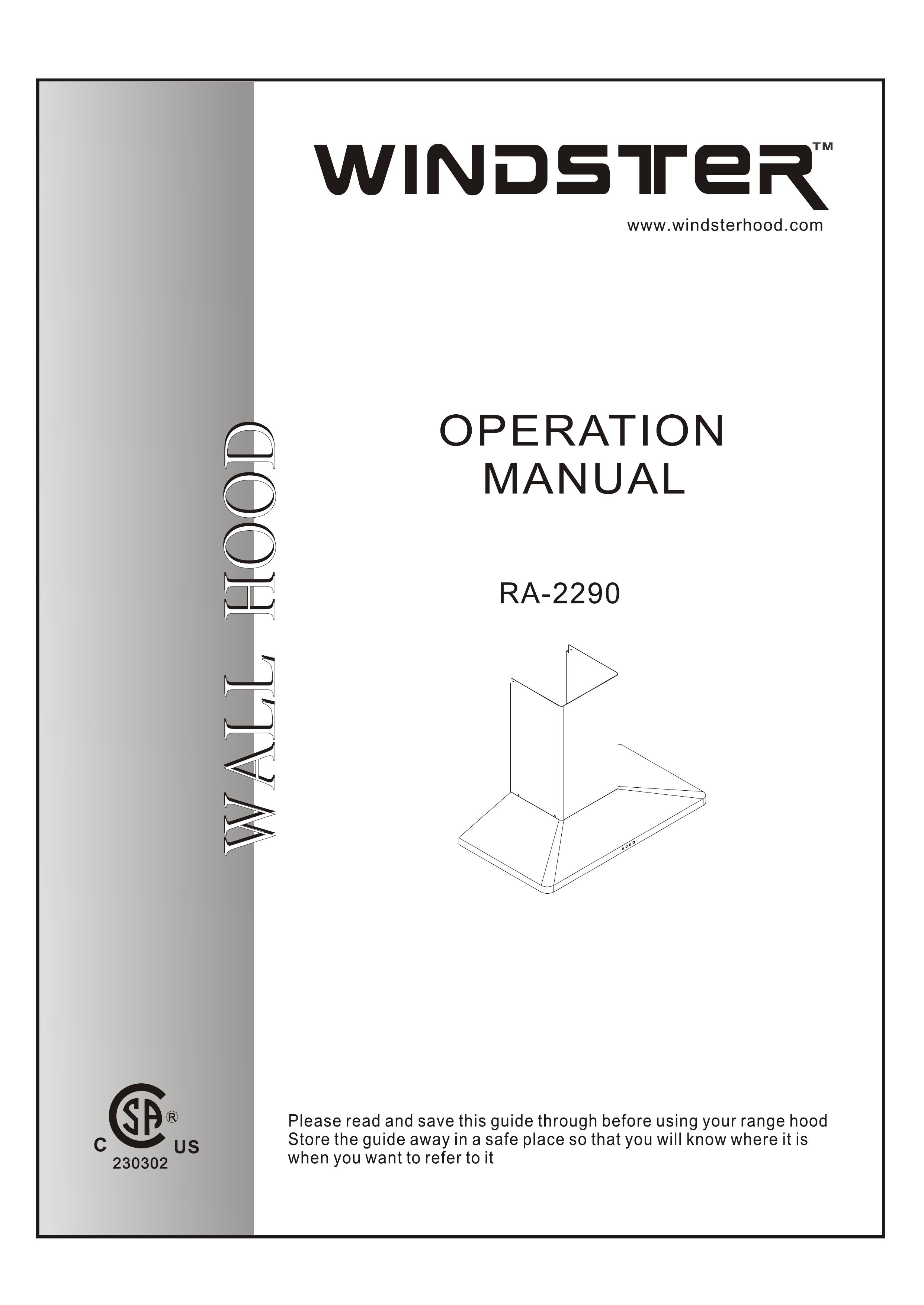 Windster RA-2290 Ventilation Hood User Manual