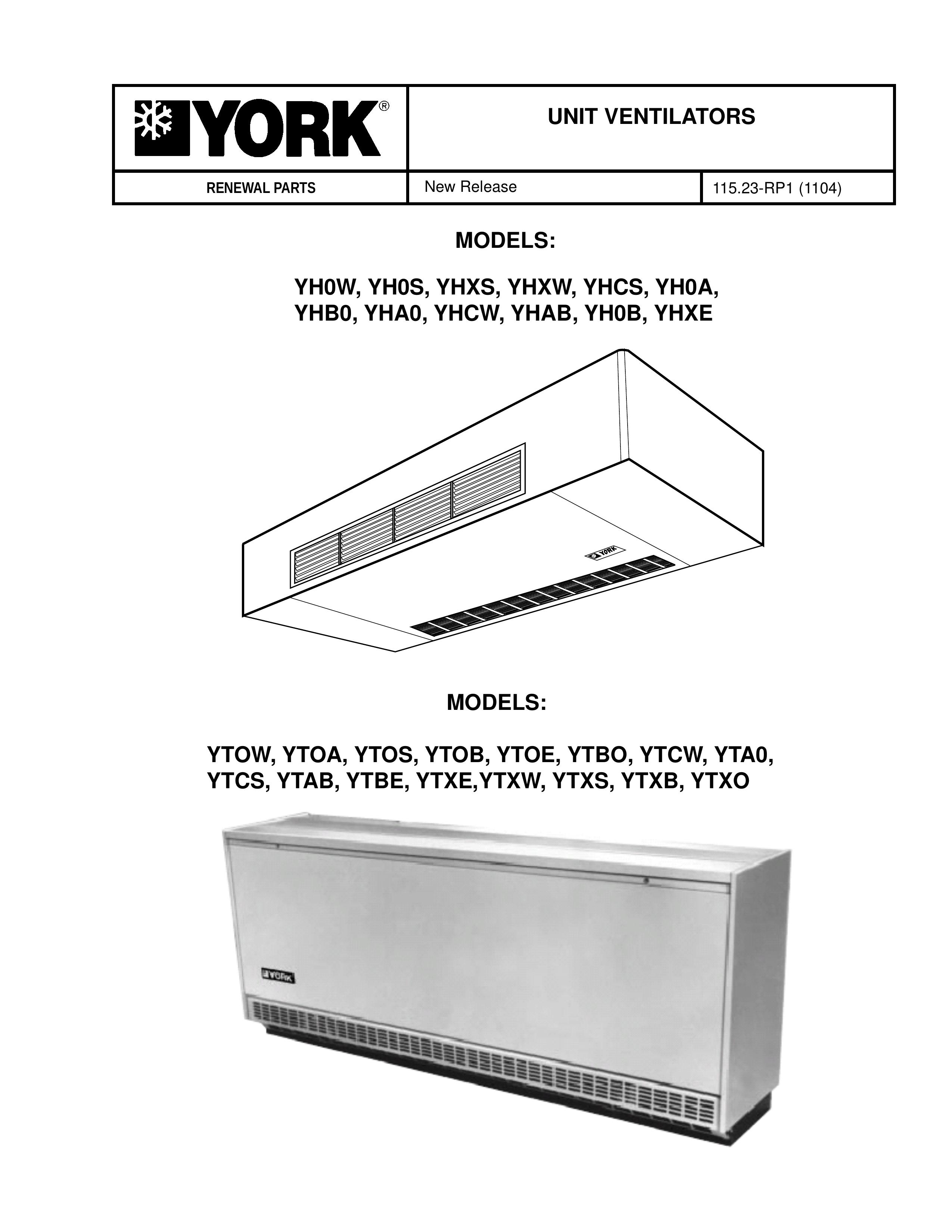 York YHCS Ventilation Hood User Manual