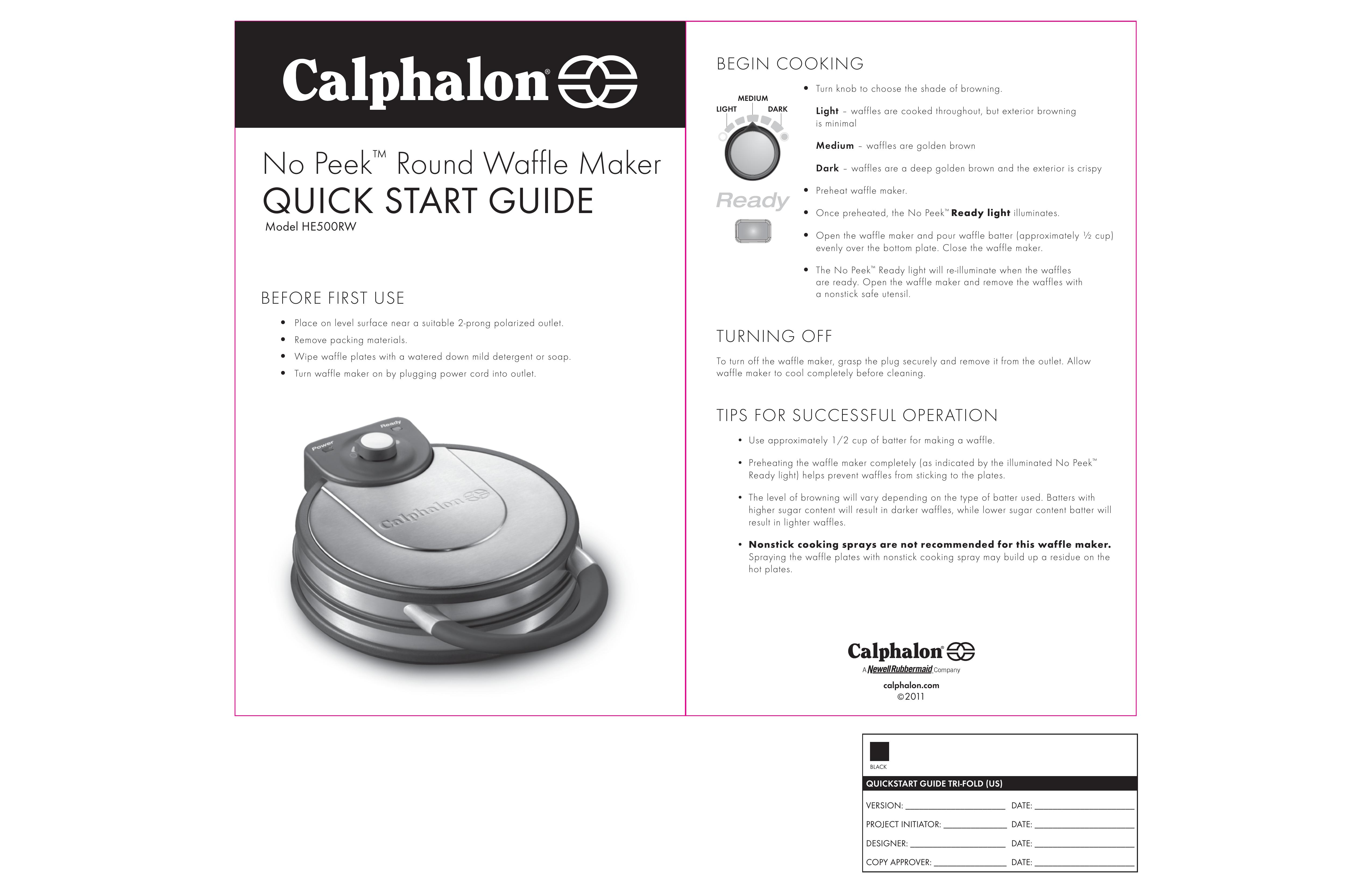 Calphalon HE500RW Waffle Iron User Manual
