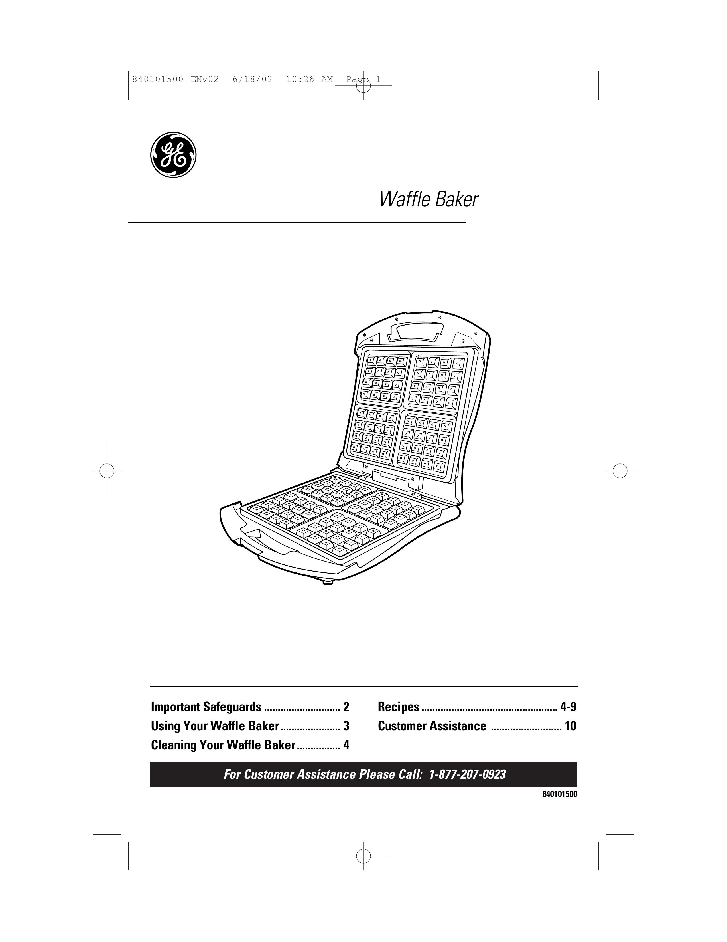 GE 840101500 Waffle Iron User Manual