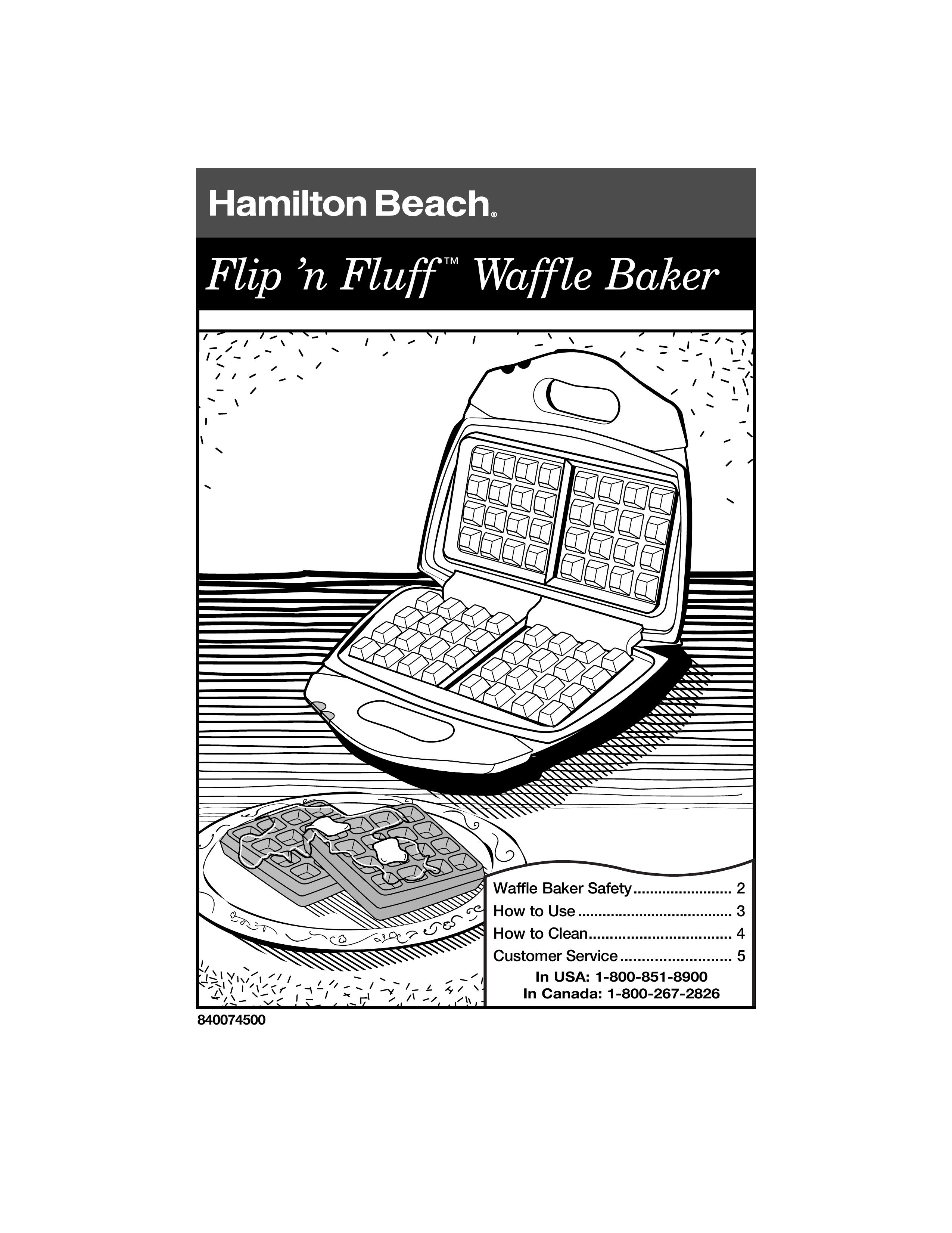 Hamilton Beach 840074500 Waffle Iron User Manual