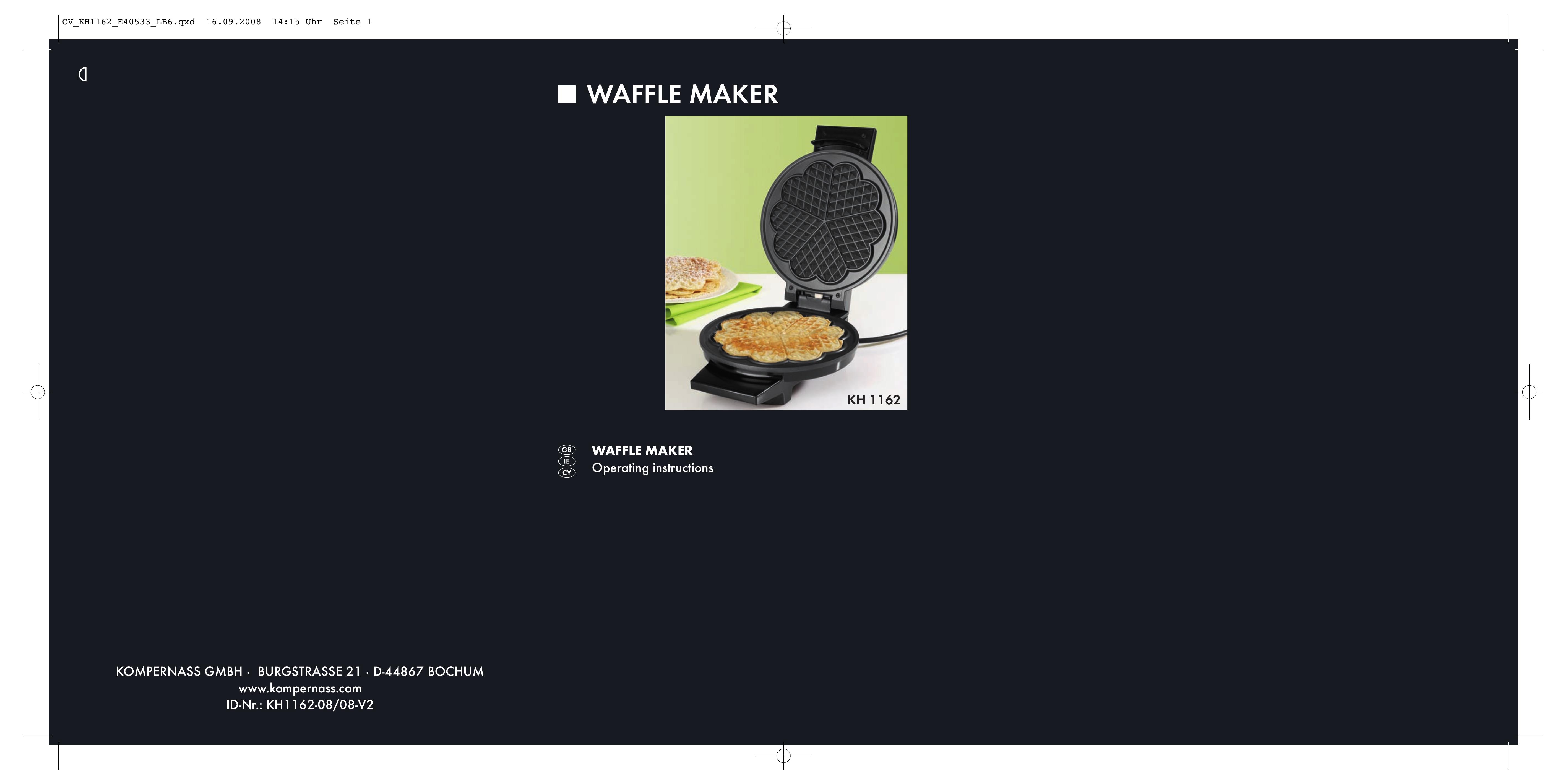 Kompernass KH 1162 Waffle Iron User Manual