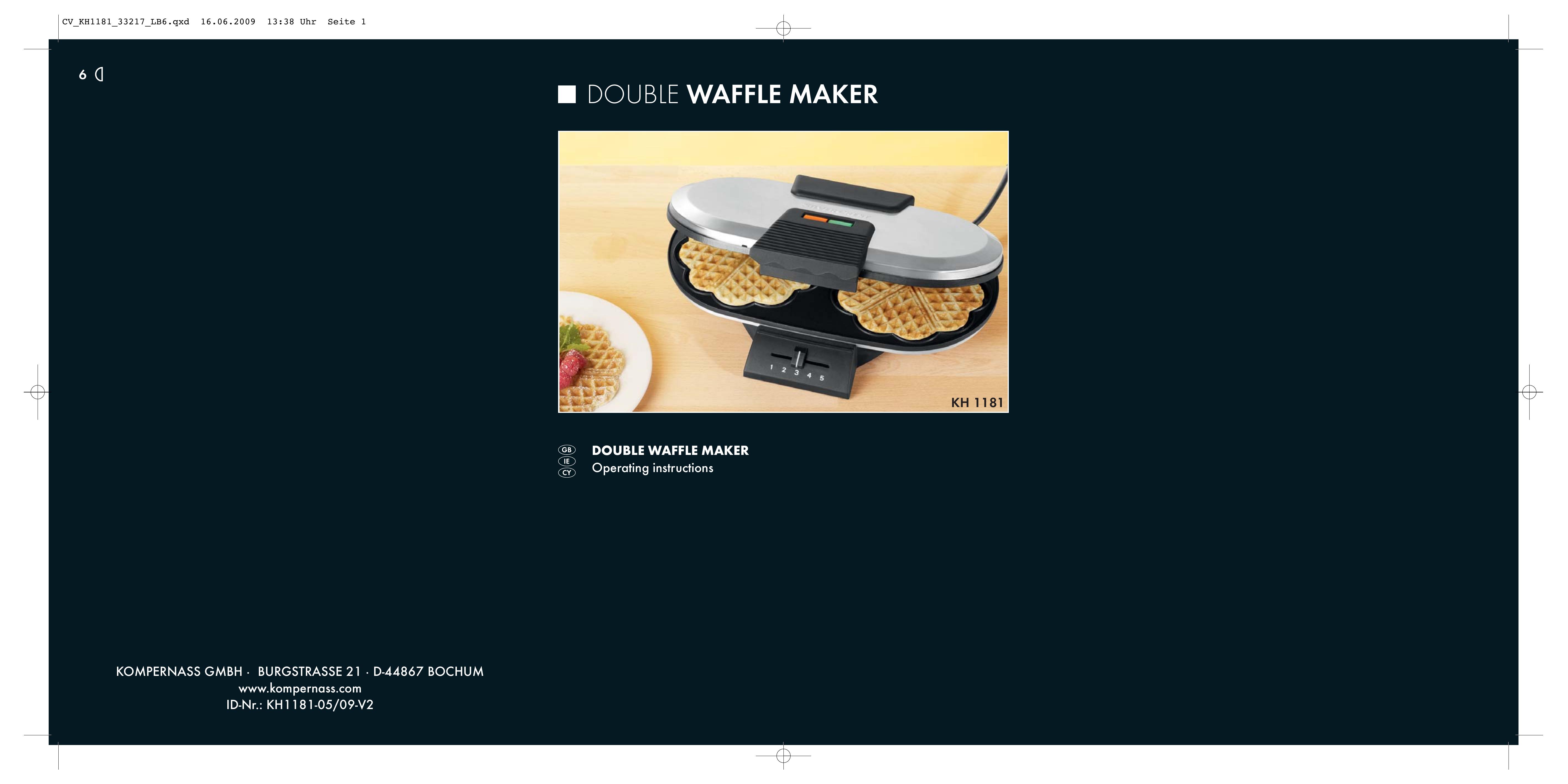 Kompernass KH1181 Waffle Iron User Manual