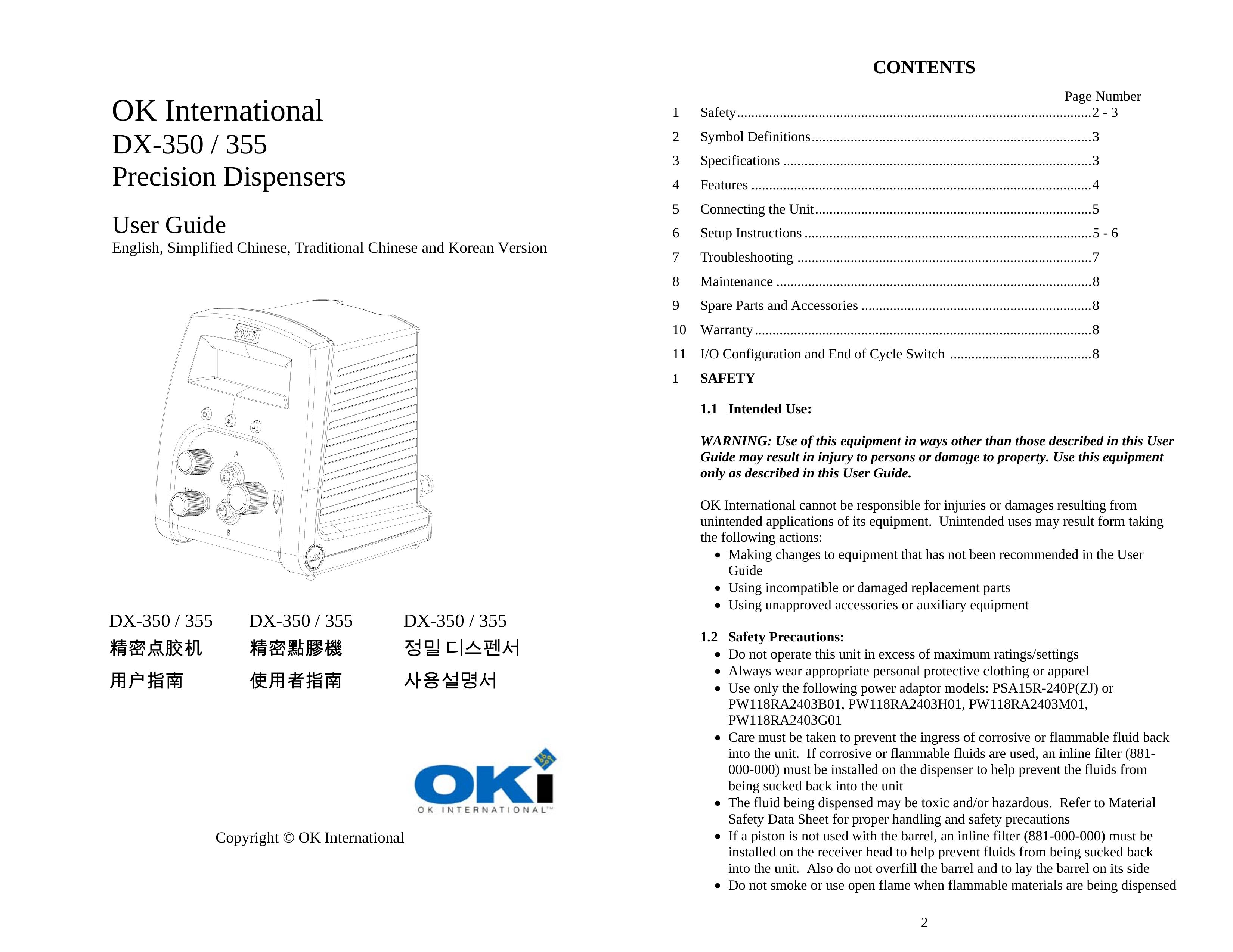 OK International DX-350 / 355 Waffle Iron User Manual