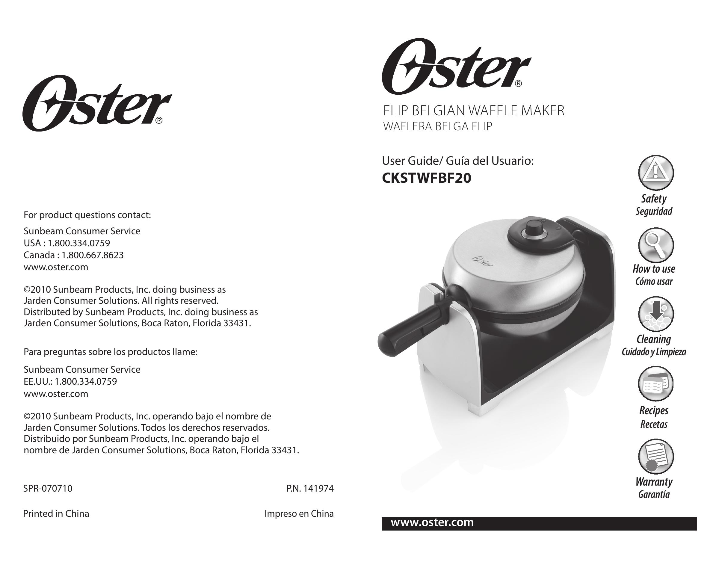 Oster CKSTWFBF20 Waffle Iron User Manual