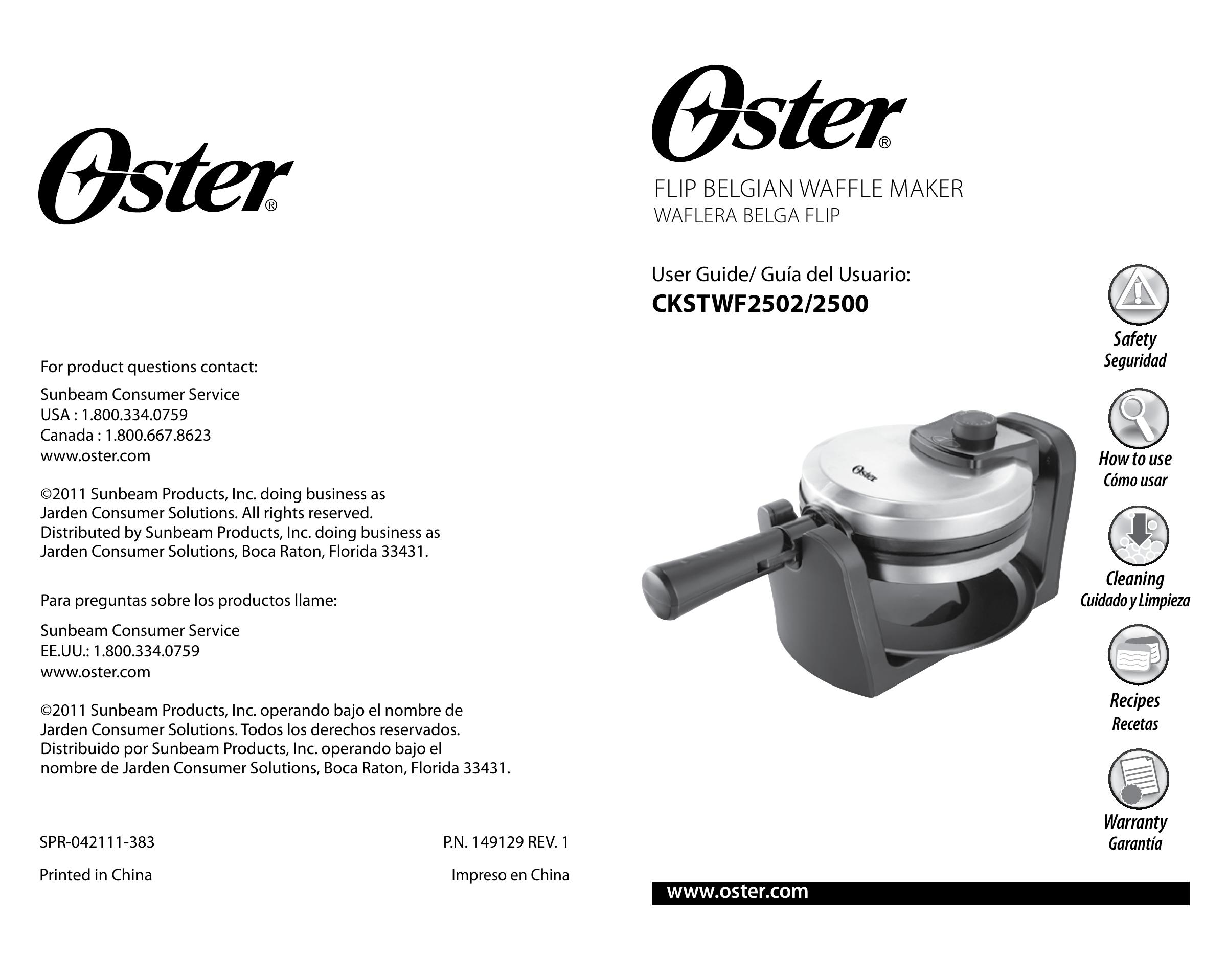 Oster Oster Flip Belgian Waffle Maker Waffle Iron User Manual