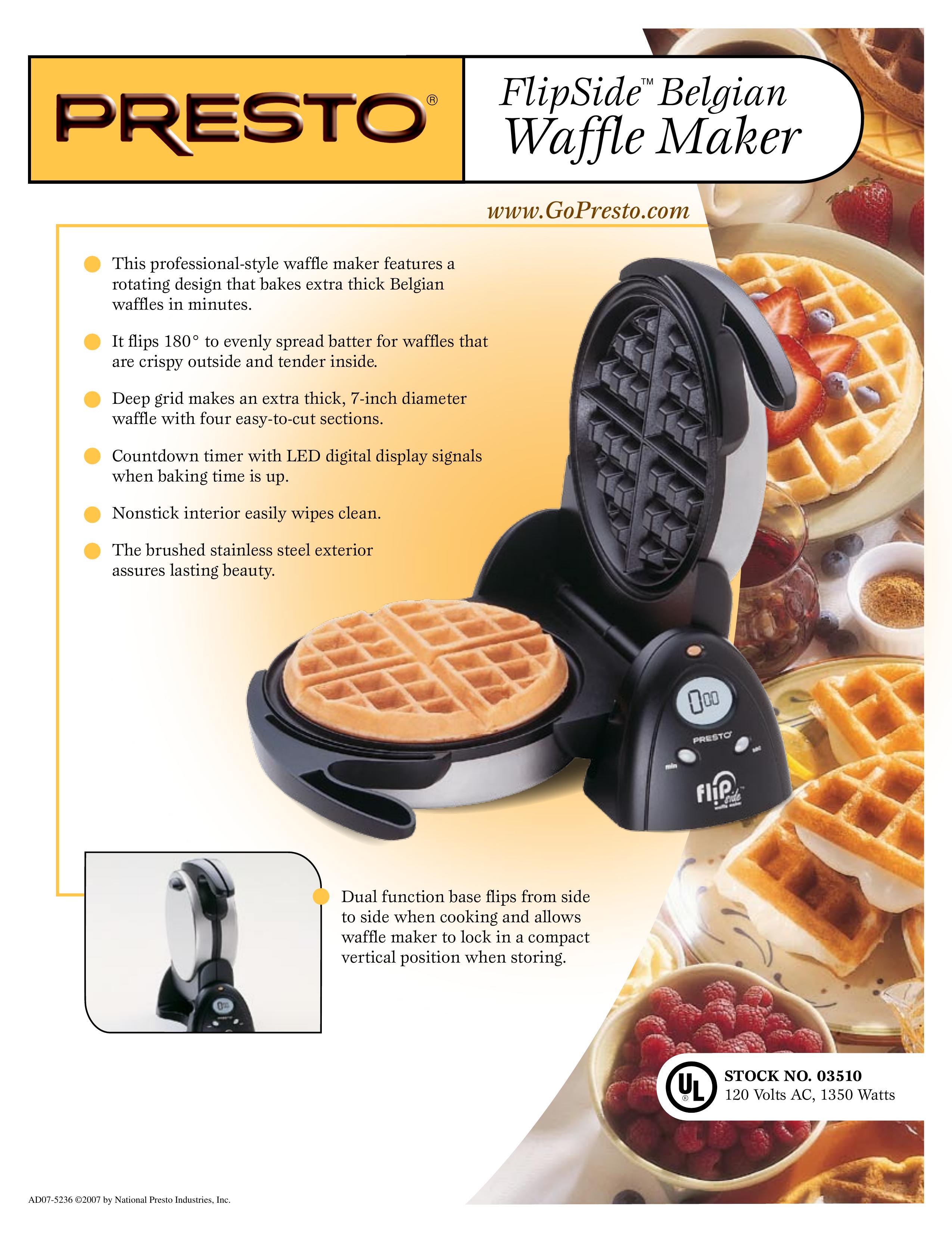 Presto 03510 Waffle Iron User Manual